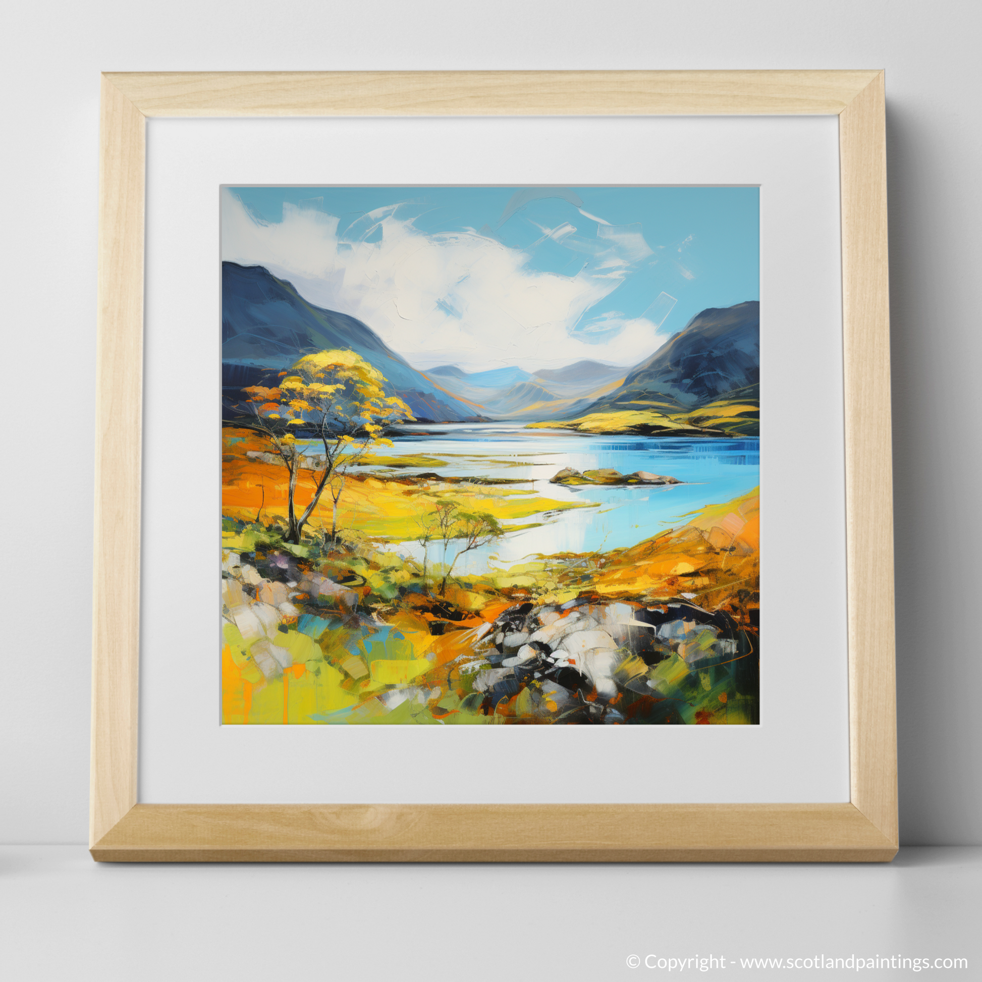 Art Print of Loch Maree, Wester Ross in summer with a natural frame