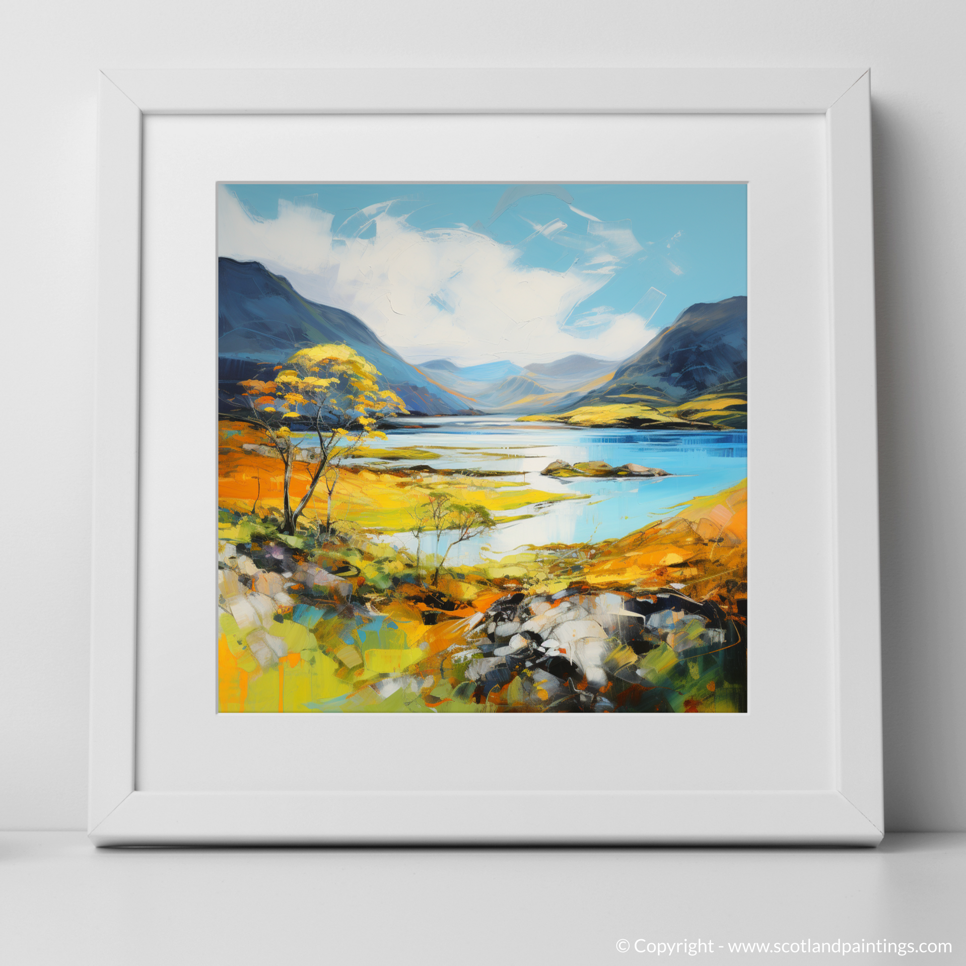 Art Print of Loch Maree, Wester Ross in summer with a white frame