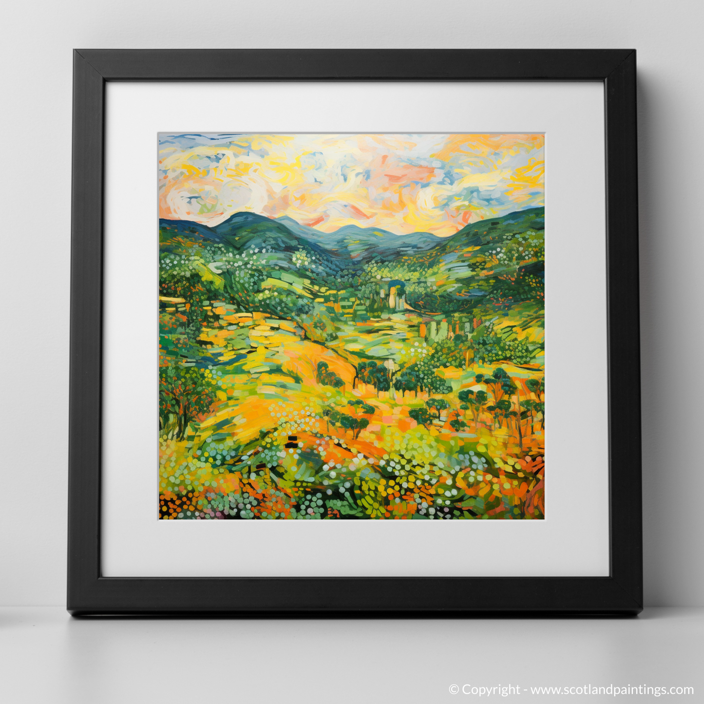 Art Print of Glen Garry, Highlands in summer with a black frame