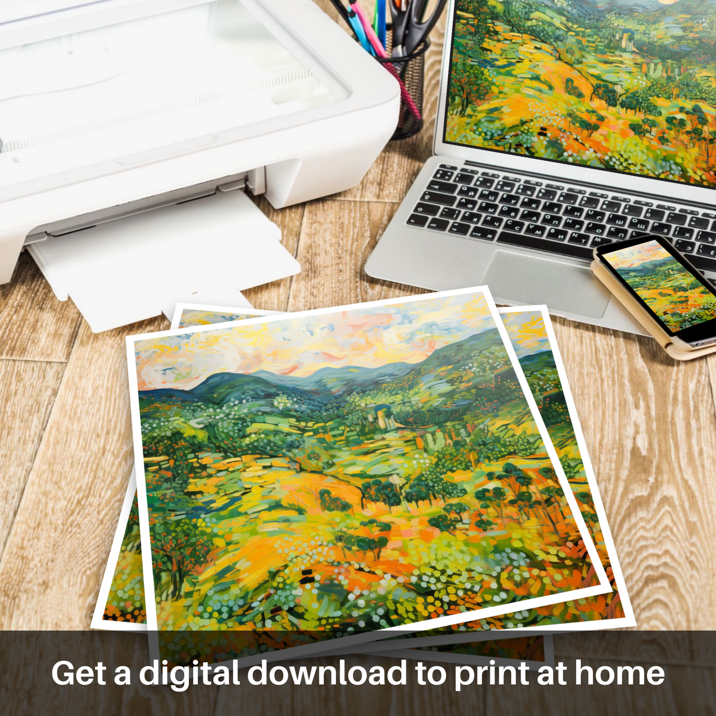 Downloadable and printable picture of Glen Garry, Highlands in summer