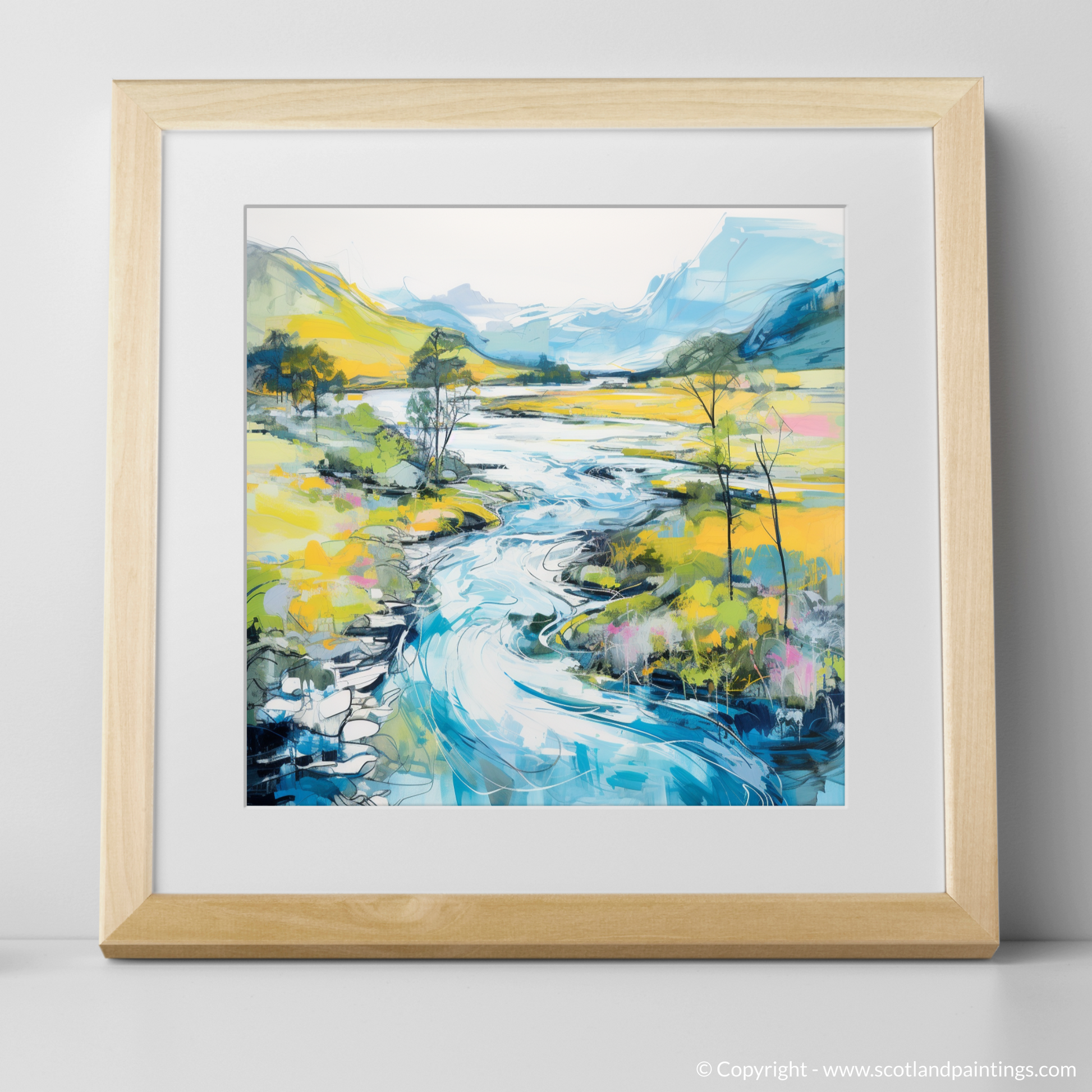 Art Print of River Orchy, Argyll and Bute in summer with a natural frame