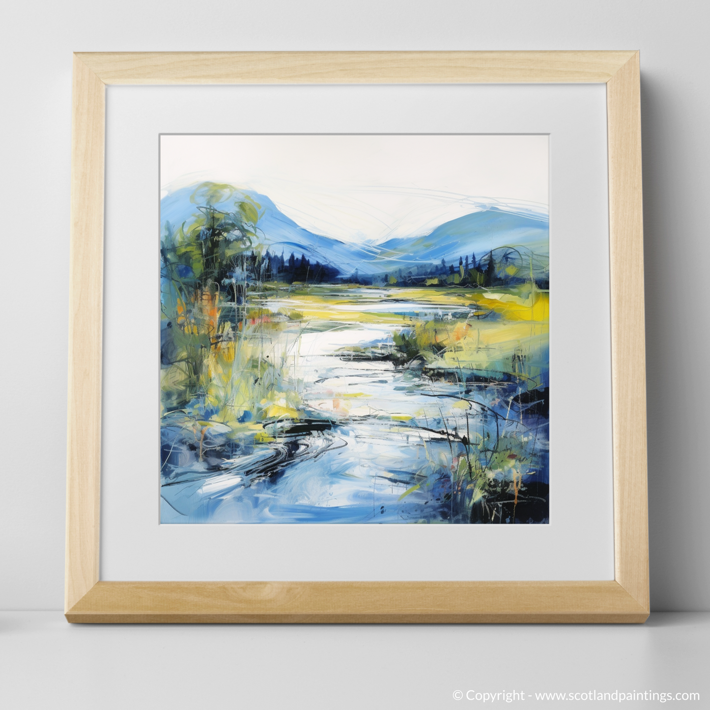 Art Print of River Orchy, Argyll and Bute in summer with a natural frame