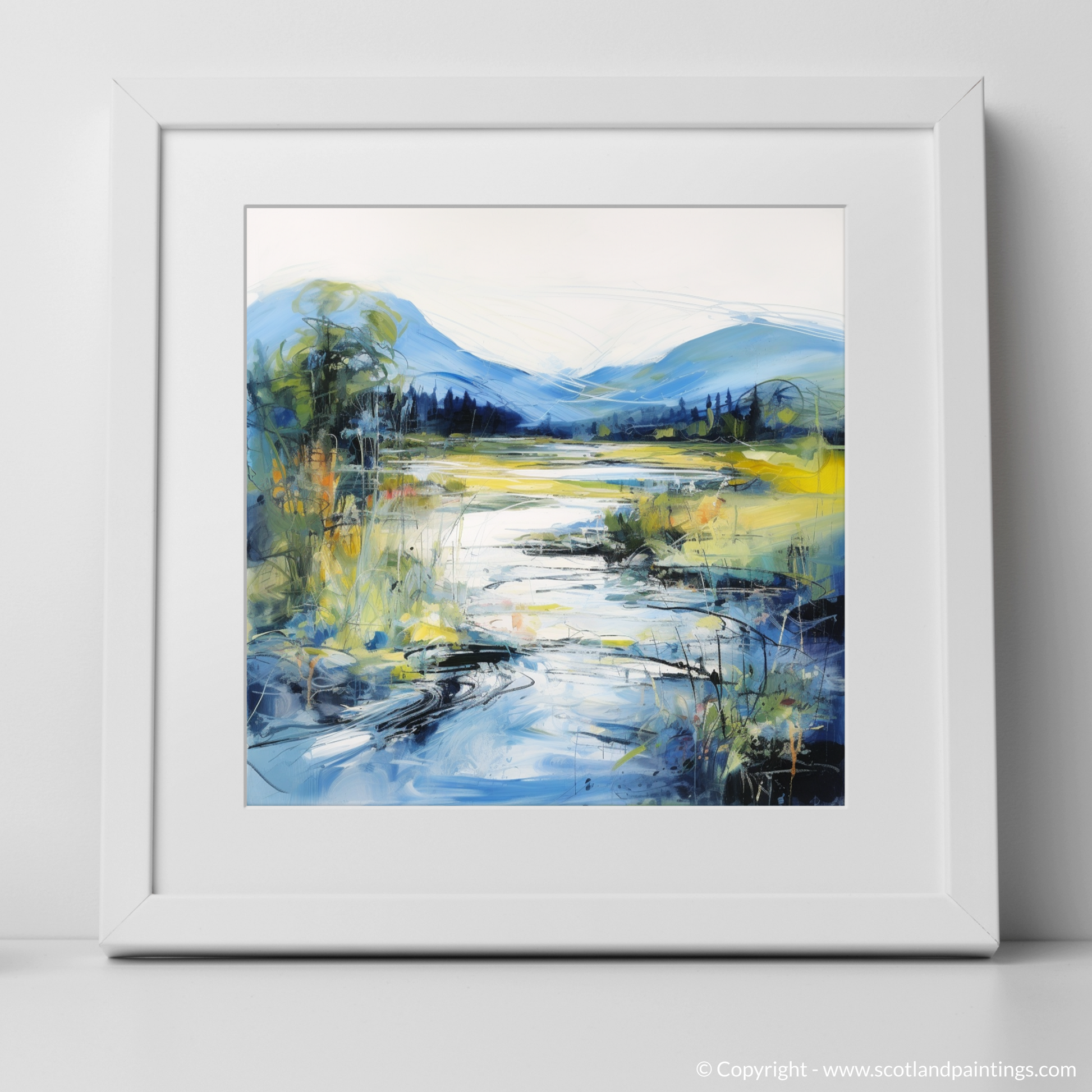 Art Print of River Orchy, Argyll and Bute in summer with a white frame