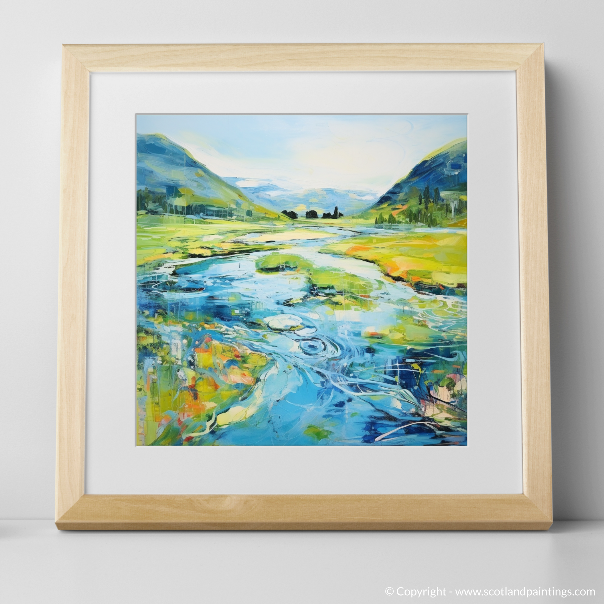 Art Print of River Orchy, Argyll and Bute in summer with a natural frame