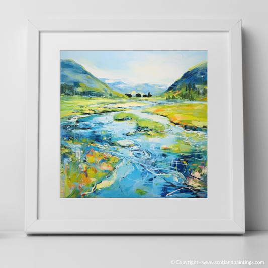 Art Print of River Orchy, Argyll and Bute in summer with a white frame