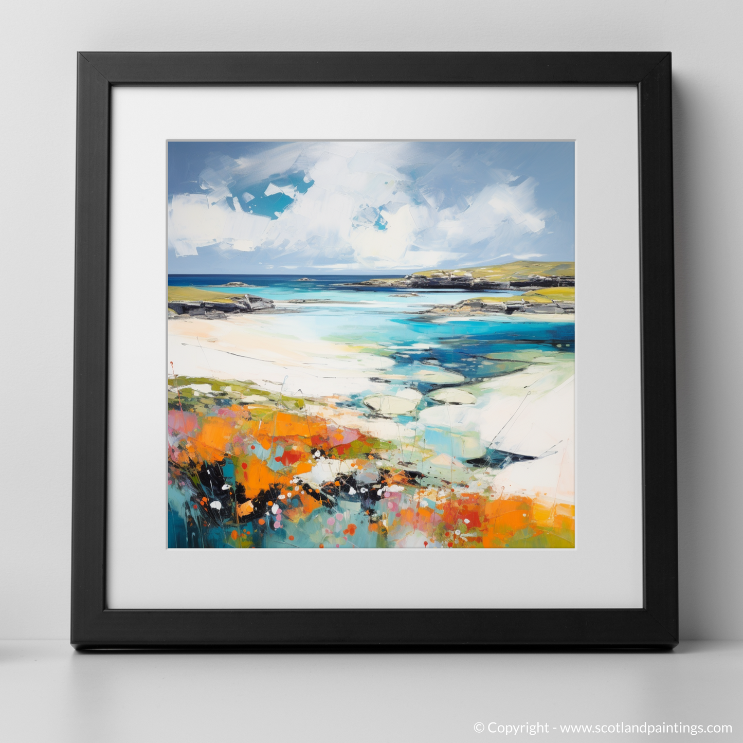 Art Print of Isle of Barra, Outer Hebrides in summer with a black frame