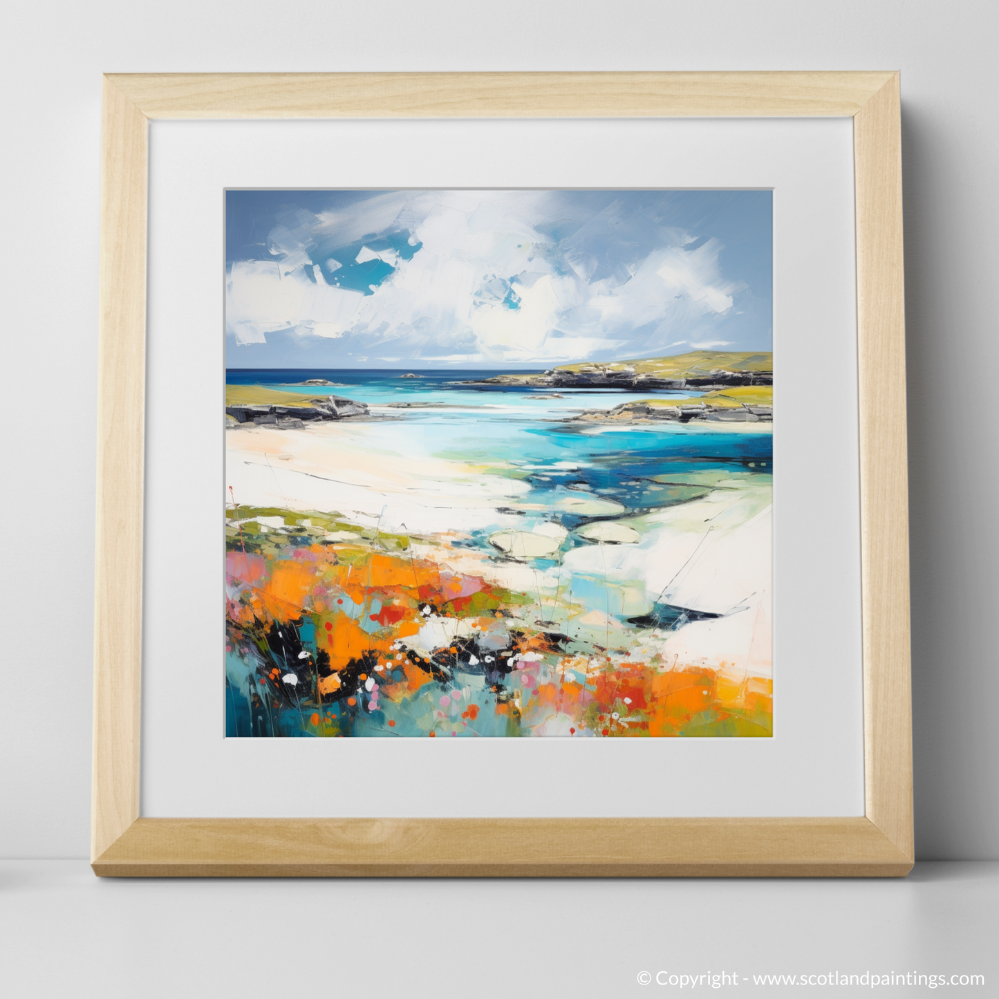 Art Print of Isle of Barra, Outer Hebrides in summer with a natural frame