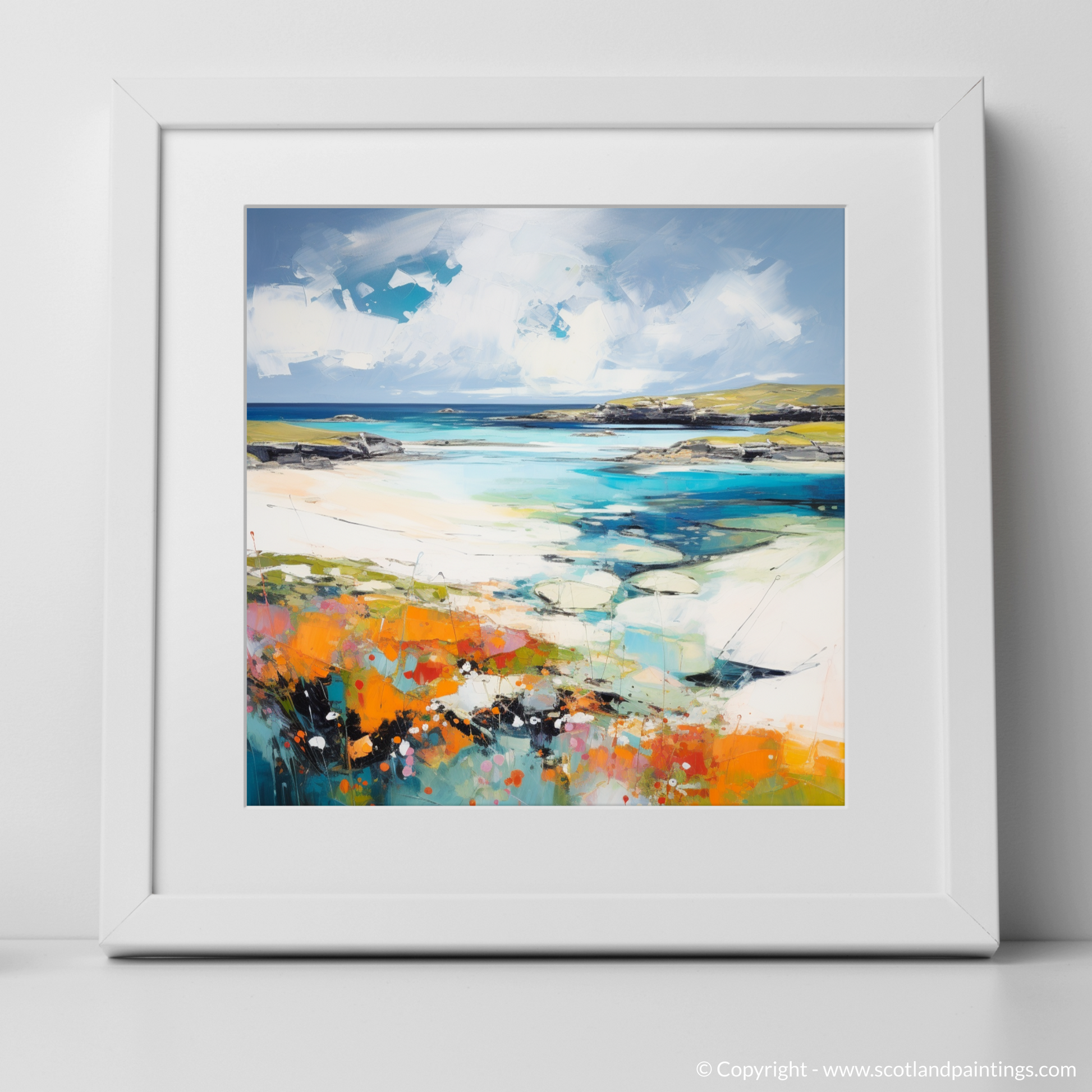 Art Print of Isle of Barra, Outer Hebrides in summer with a white frame