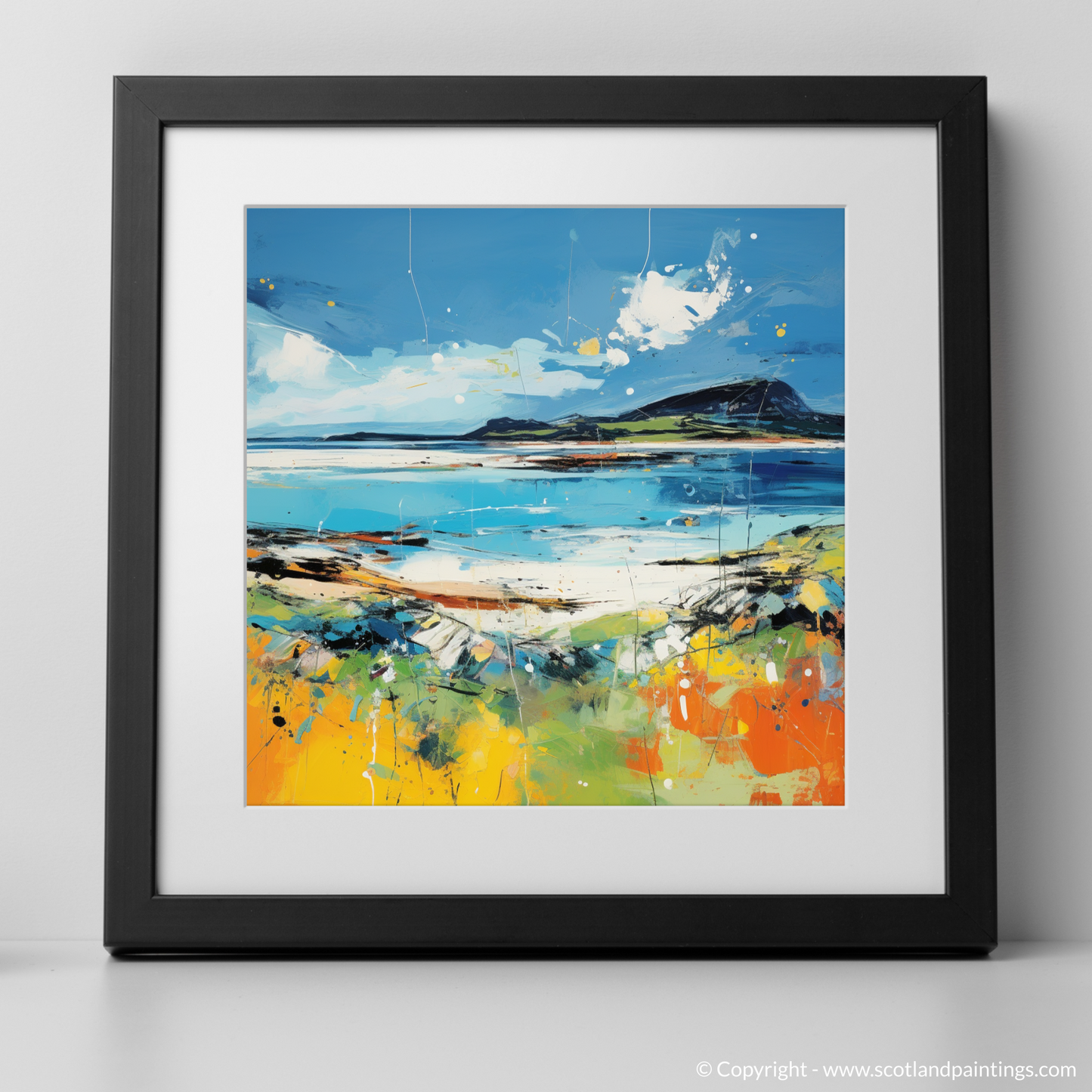 Art Print of Isle of Barra, Outer Hebrides in summer with a black frame