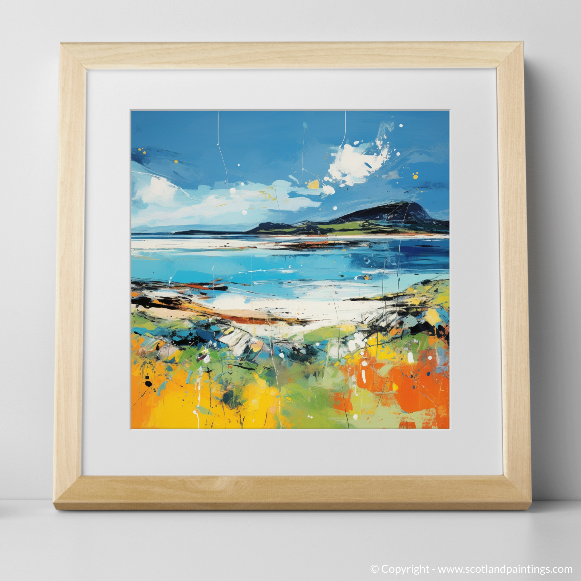 Art Print of Isle of Barra, Outer Hebrides in summer with a natural frame