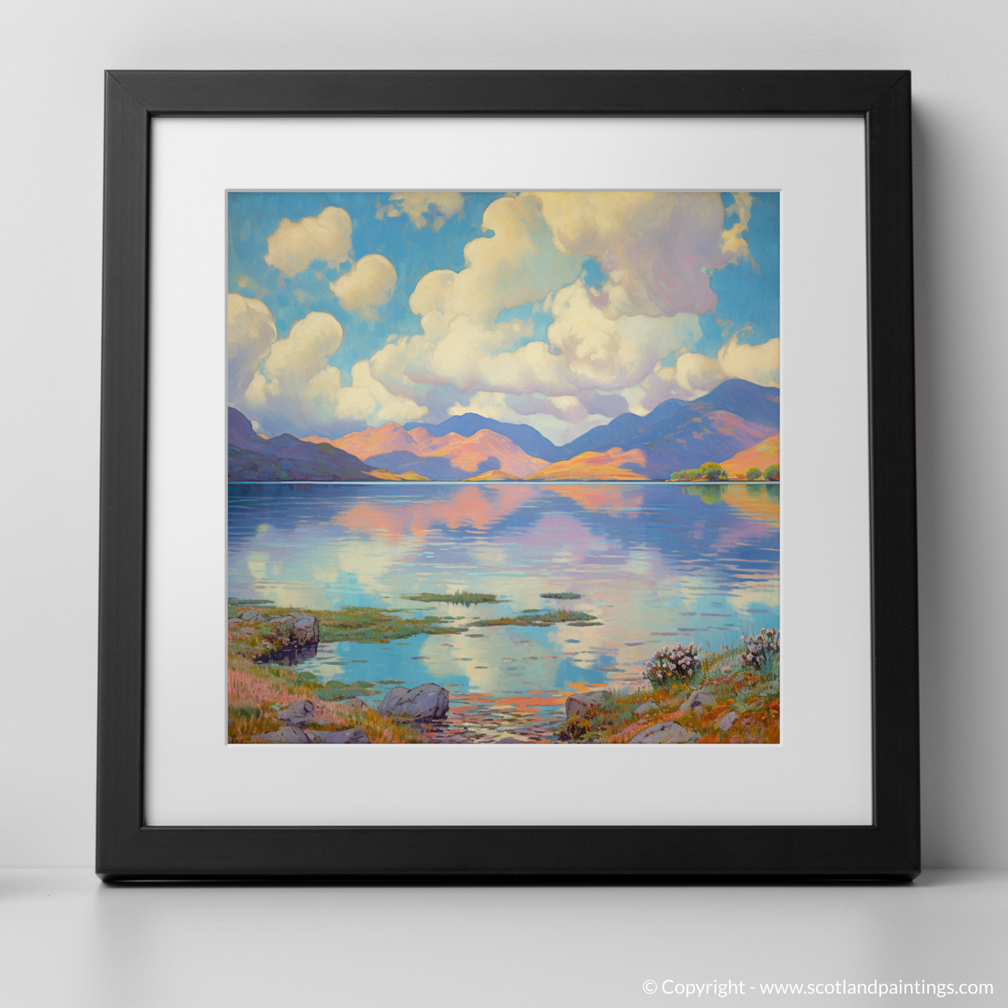 Art Print of Loch Linnhe, Highlands in summer with a black frame