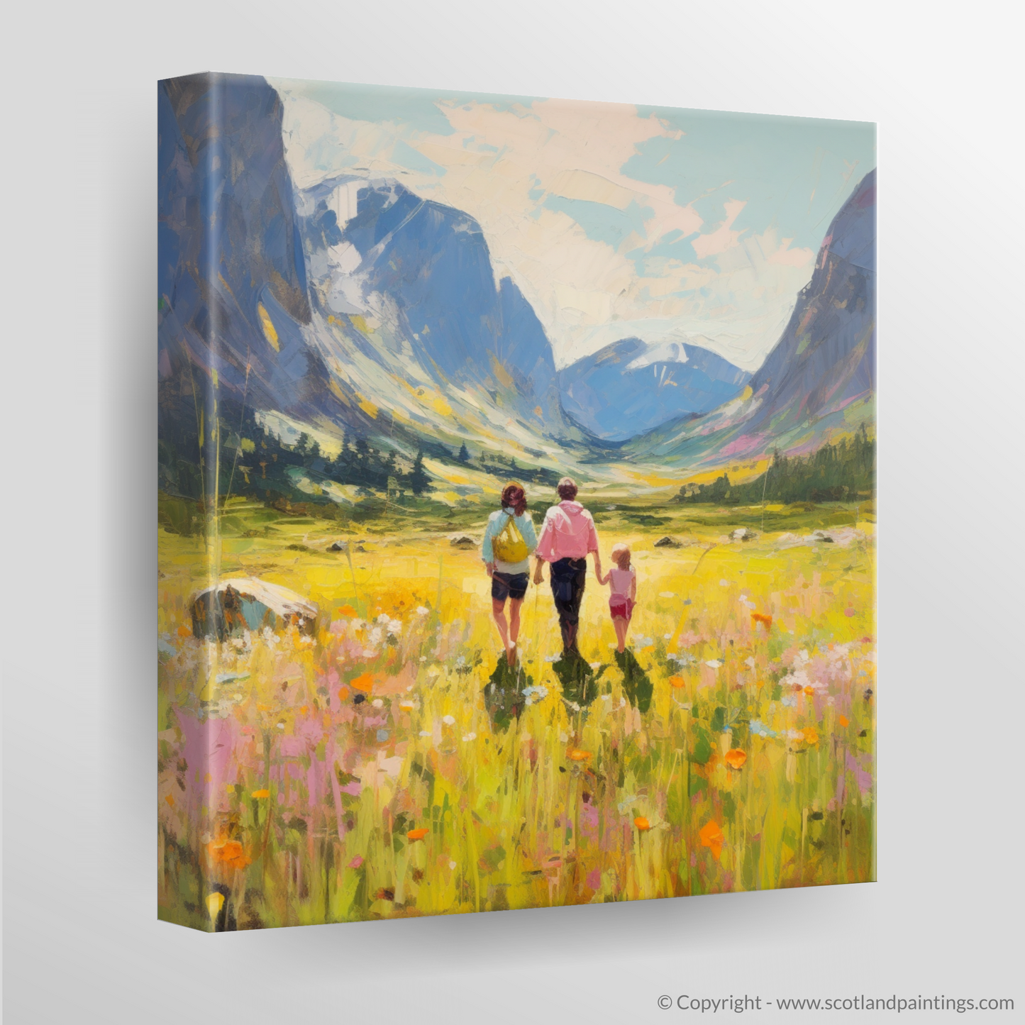 Canvas Print of Family in Glencoe during summer