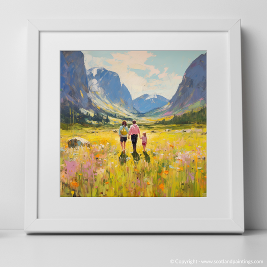 Art Print of Family in Glencoe during summer with a white frame