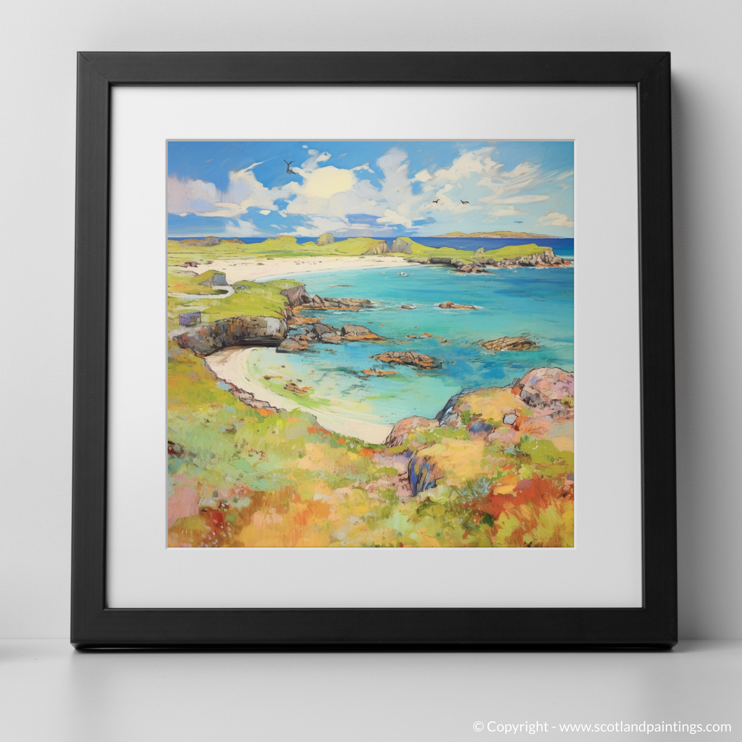 Art Print of Isle of Skyes smaller isles, Inner Hebrides in summer with a black frame