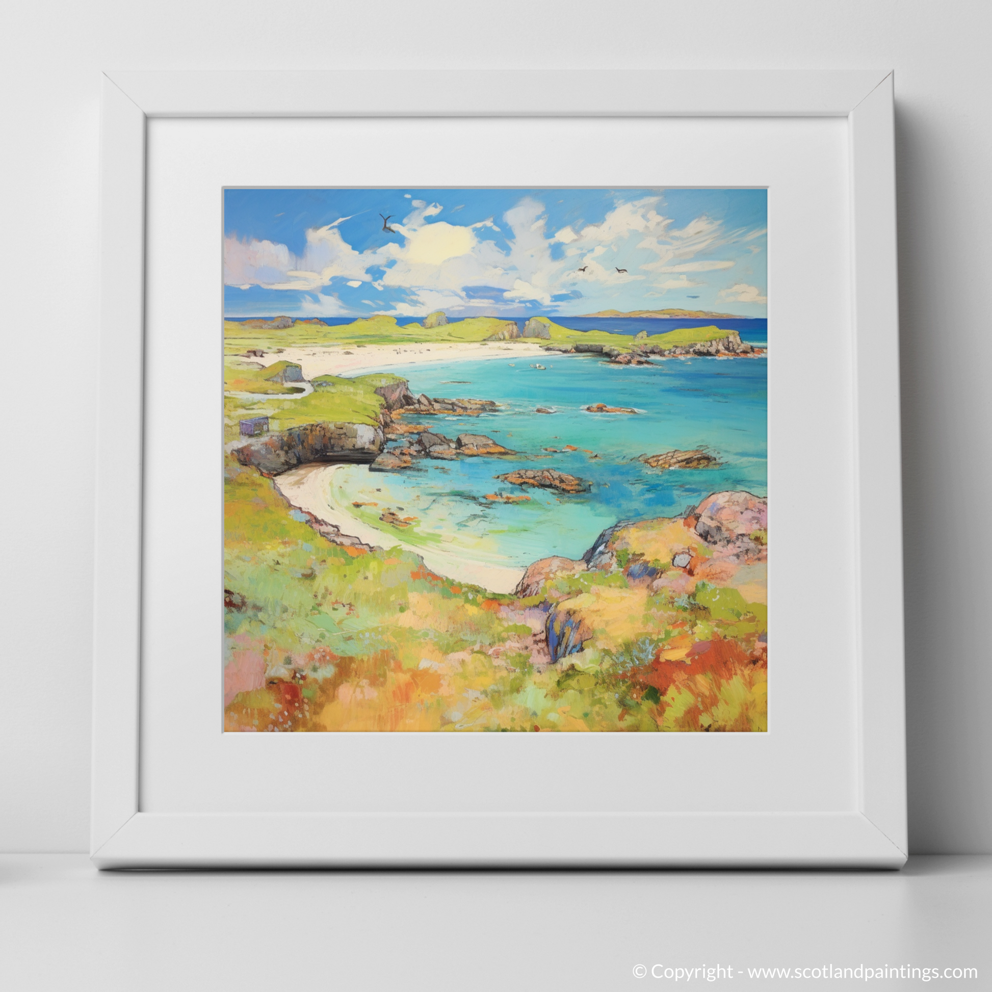 Art Print of Isle of Skyes smaller isles, Inner Hebrides in summer with a white frame