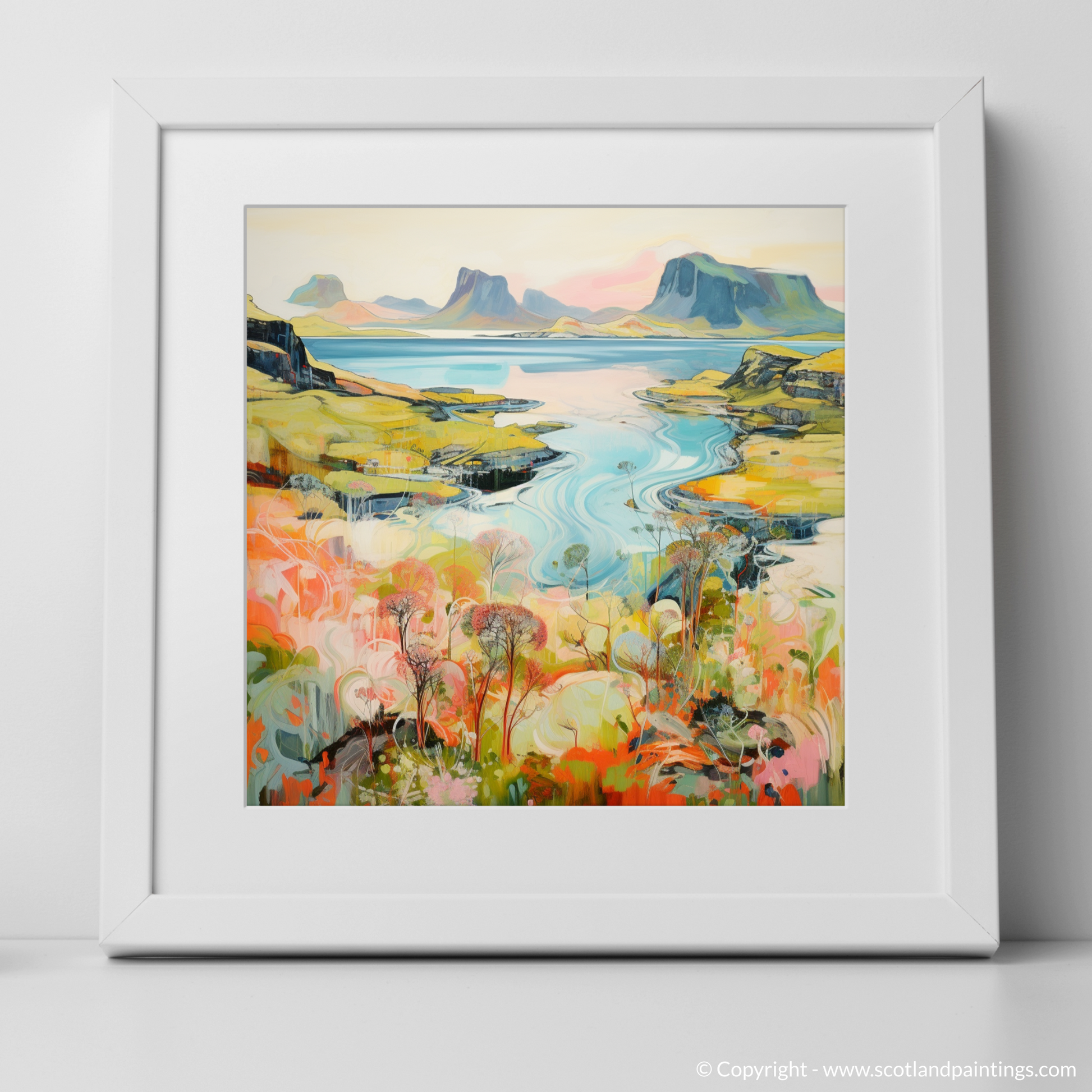 Art Print of Isle of Skye, Inner Hebrides in summer with a white frame