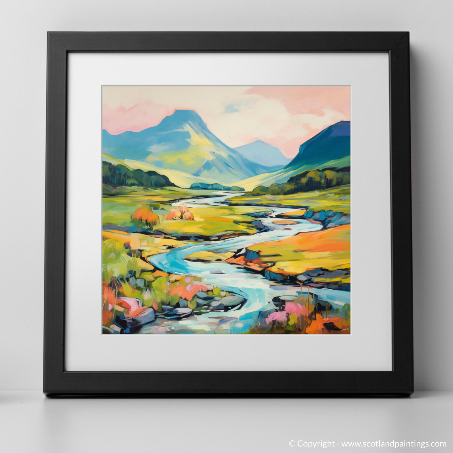 Art Print of Glen Sannox, Isle of Arran in summer with a black frame