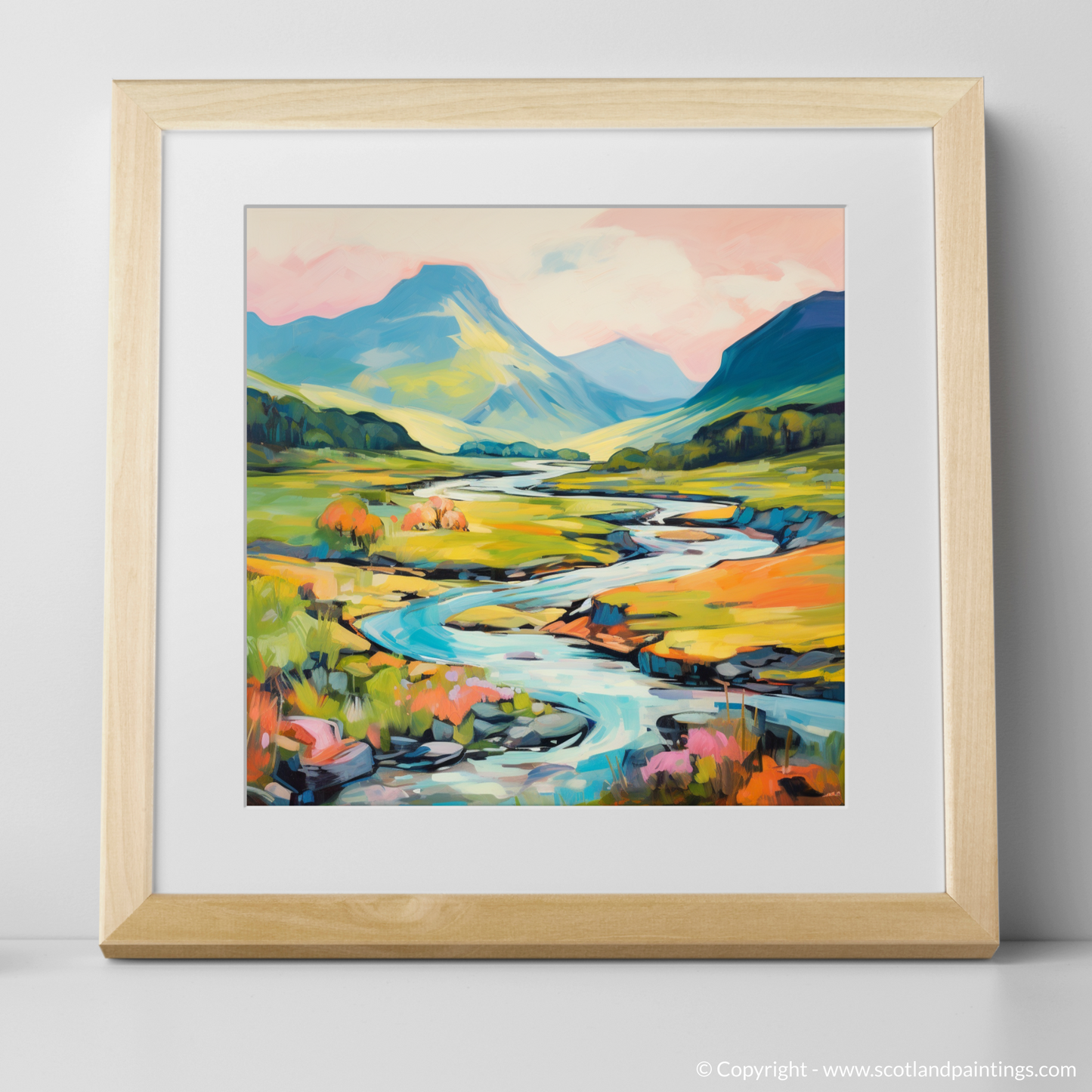 Art Print of Glen Sannox, Isle of Arran in summer with a natural frame