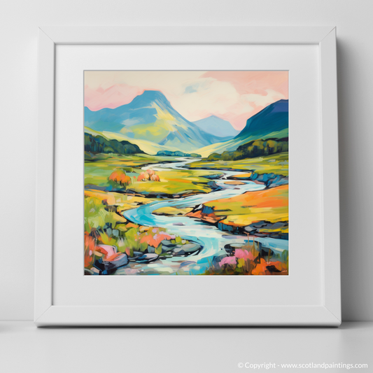 Art Print of Glen Sannox, Isle of Arran in summer with a white frame