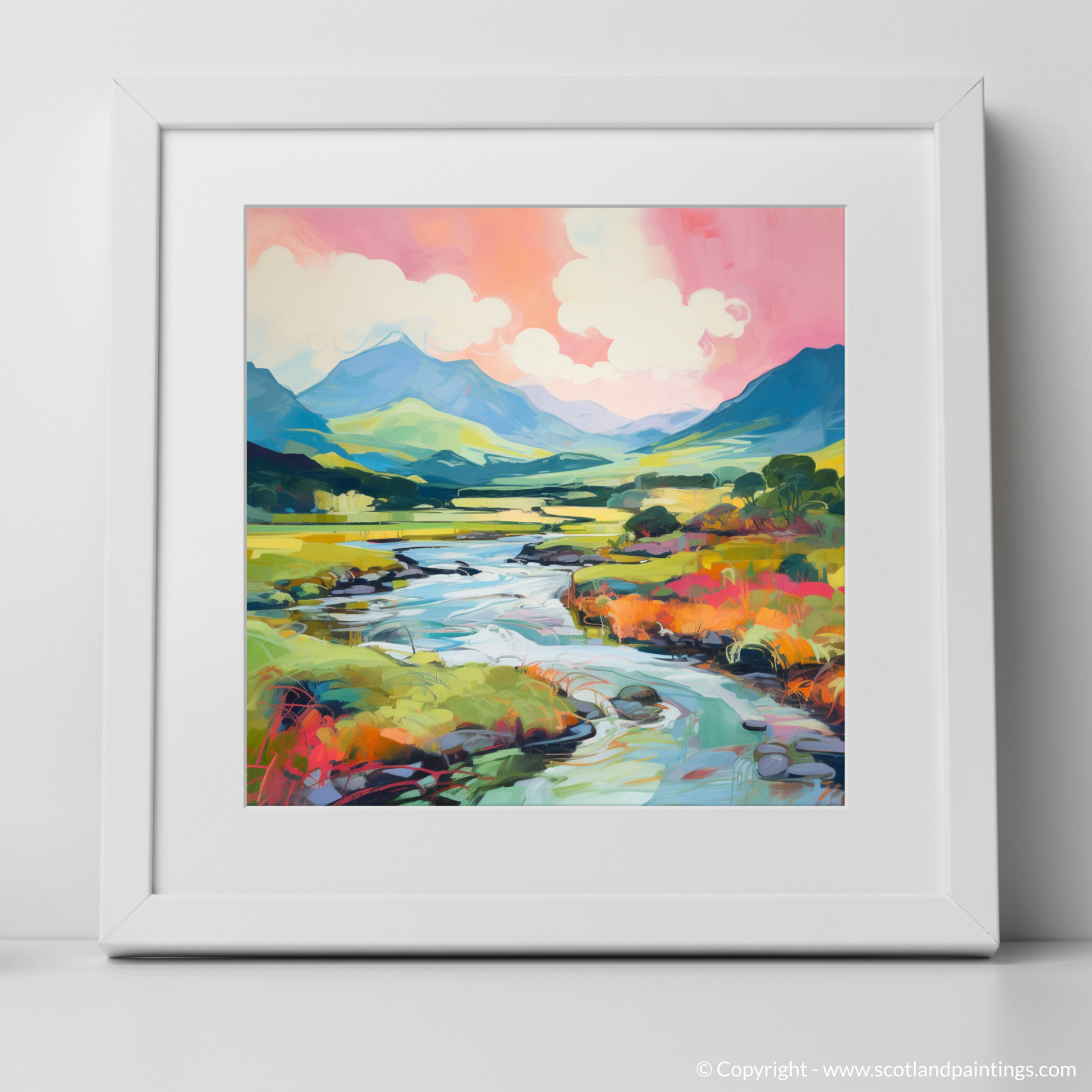 Art Print of Glen Sannox, Isle of Arran in summer with a white frame