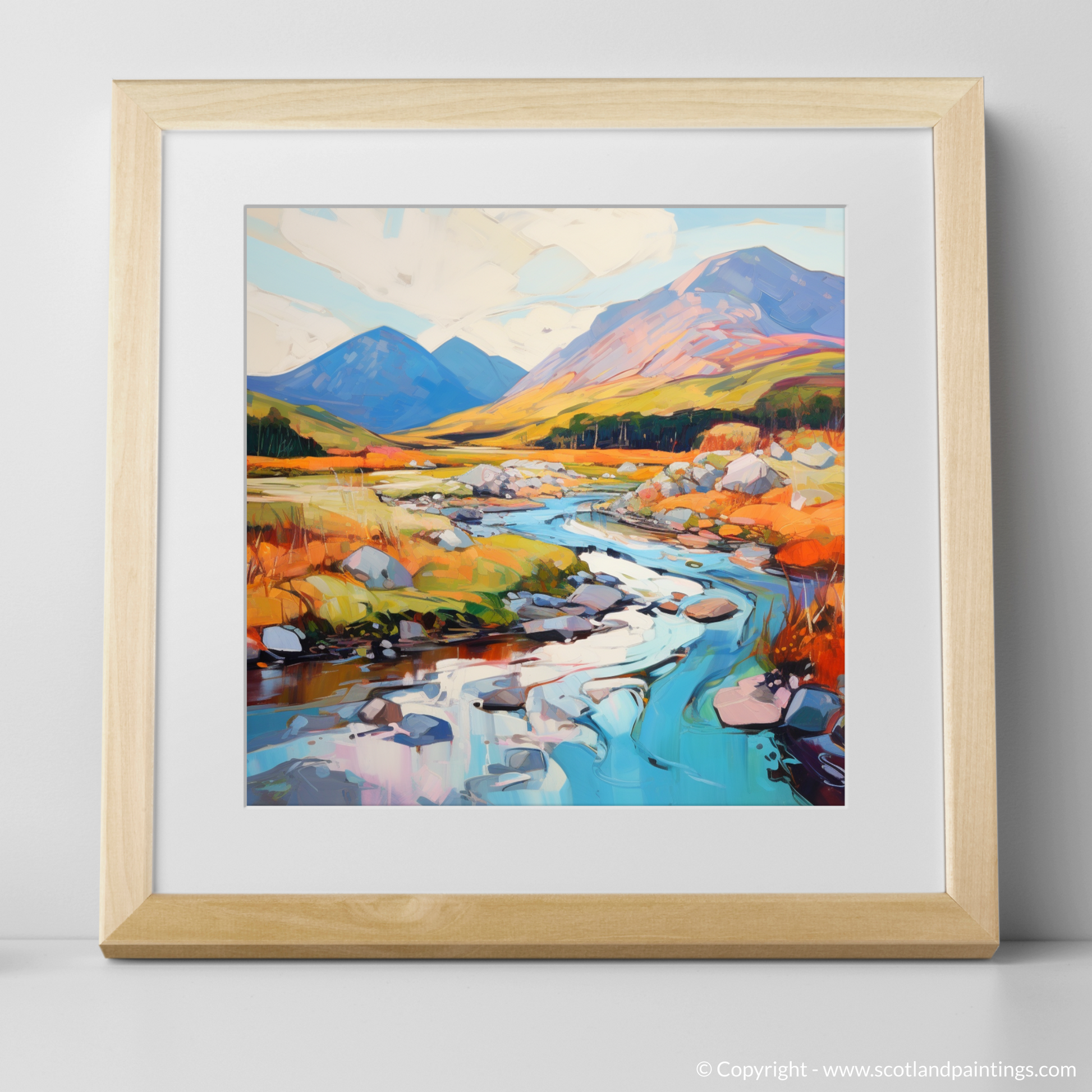 Art Print of Glen Sannox, Isle of Arran in summer with a natural frame