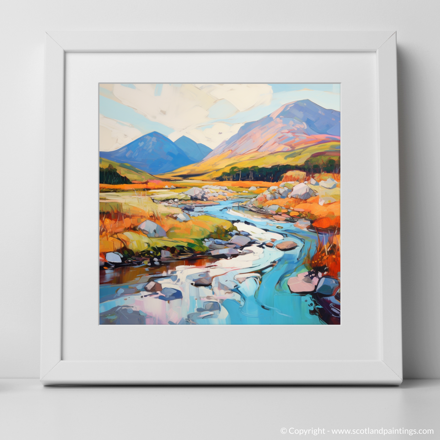 Art Print of Glen Sannox, Isle of Arran in summer with a white frame