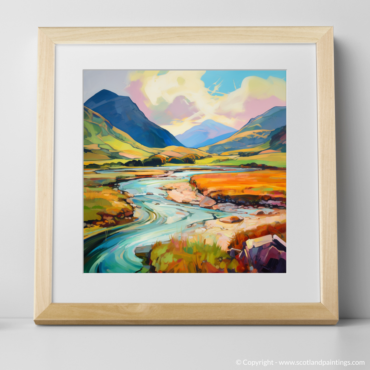 Art Print of Glen Sannox, Isle of Arran in summer with a natural frame