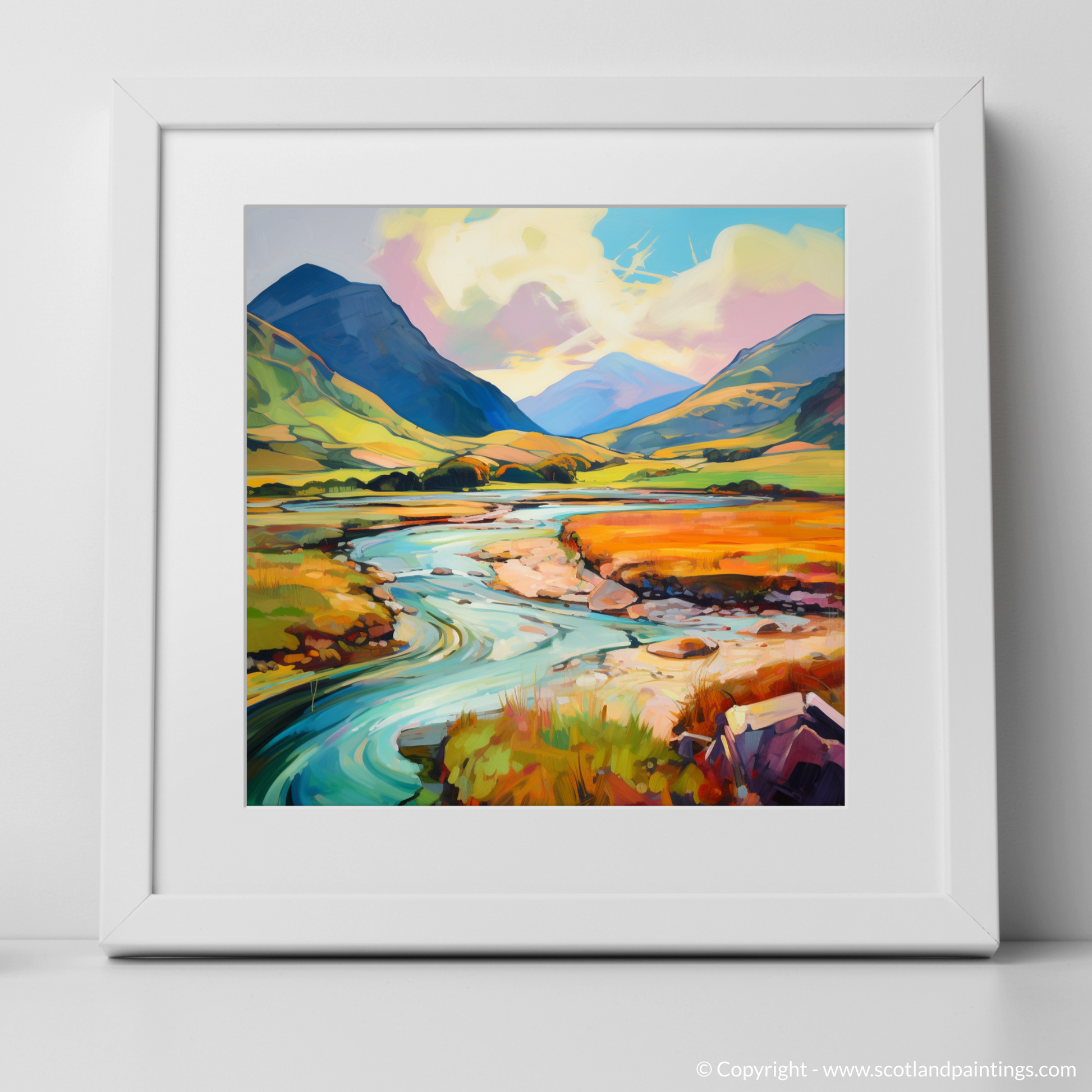 Art Print of Glen Sannox, Isle of Arran in summer with a white frame