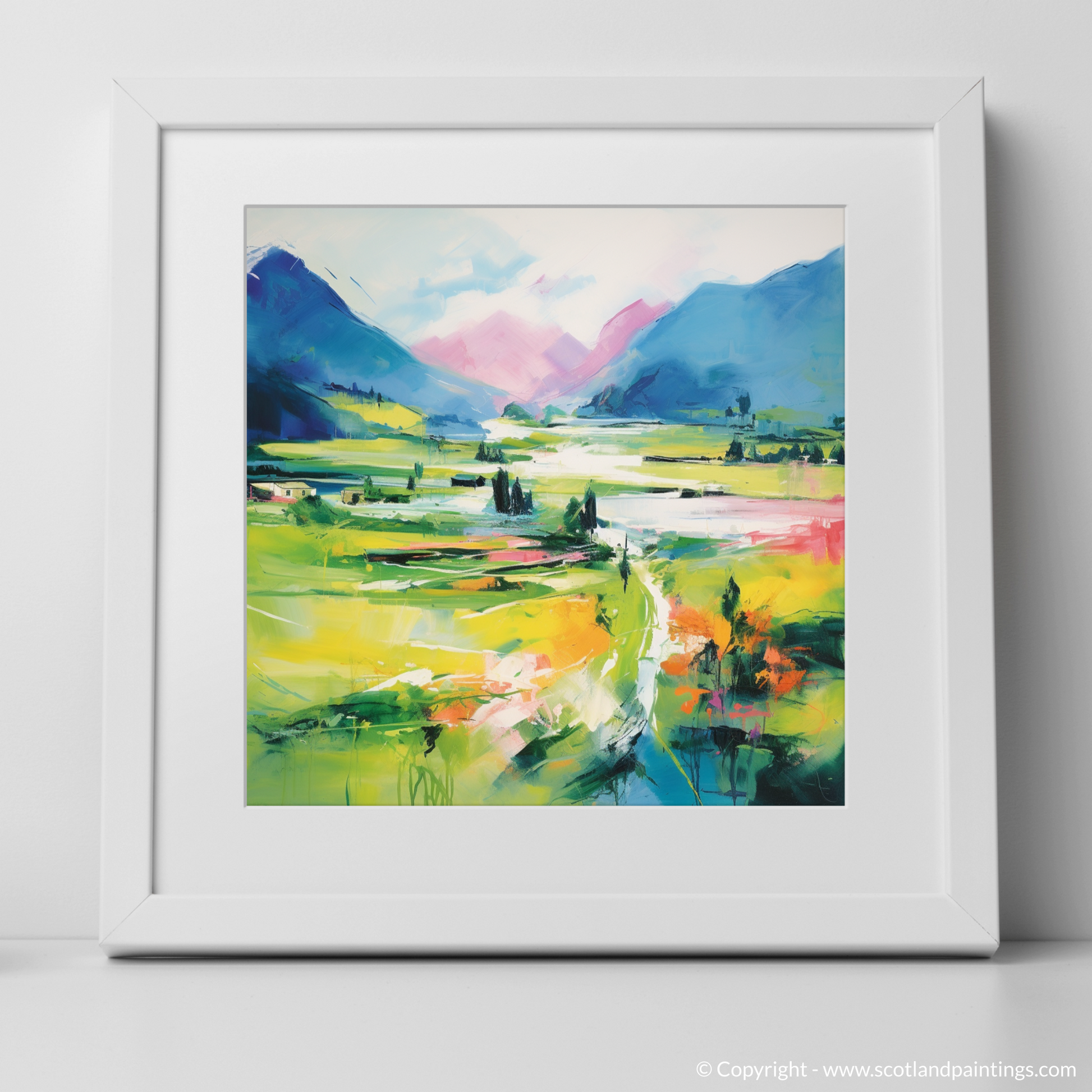 Art Print of Glenfinnan, Highlands in summer with a white frame