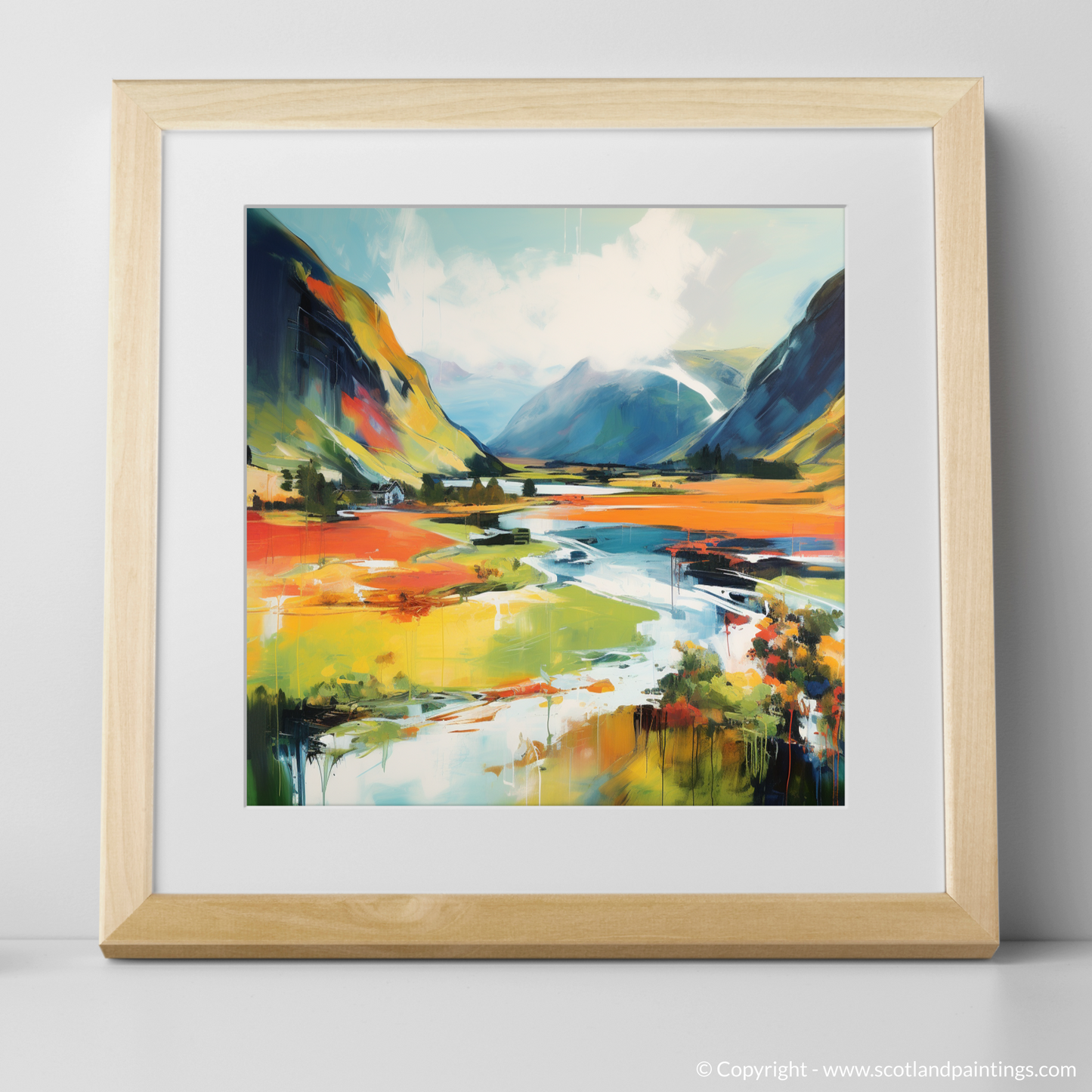 Art Print of Glenfinnan, Highlands in summer with a natural frame