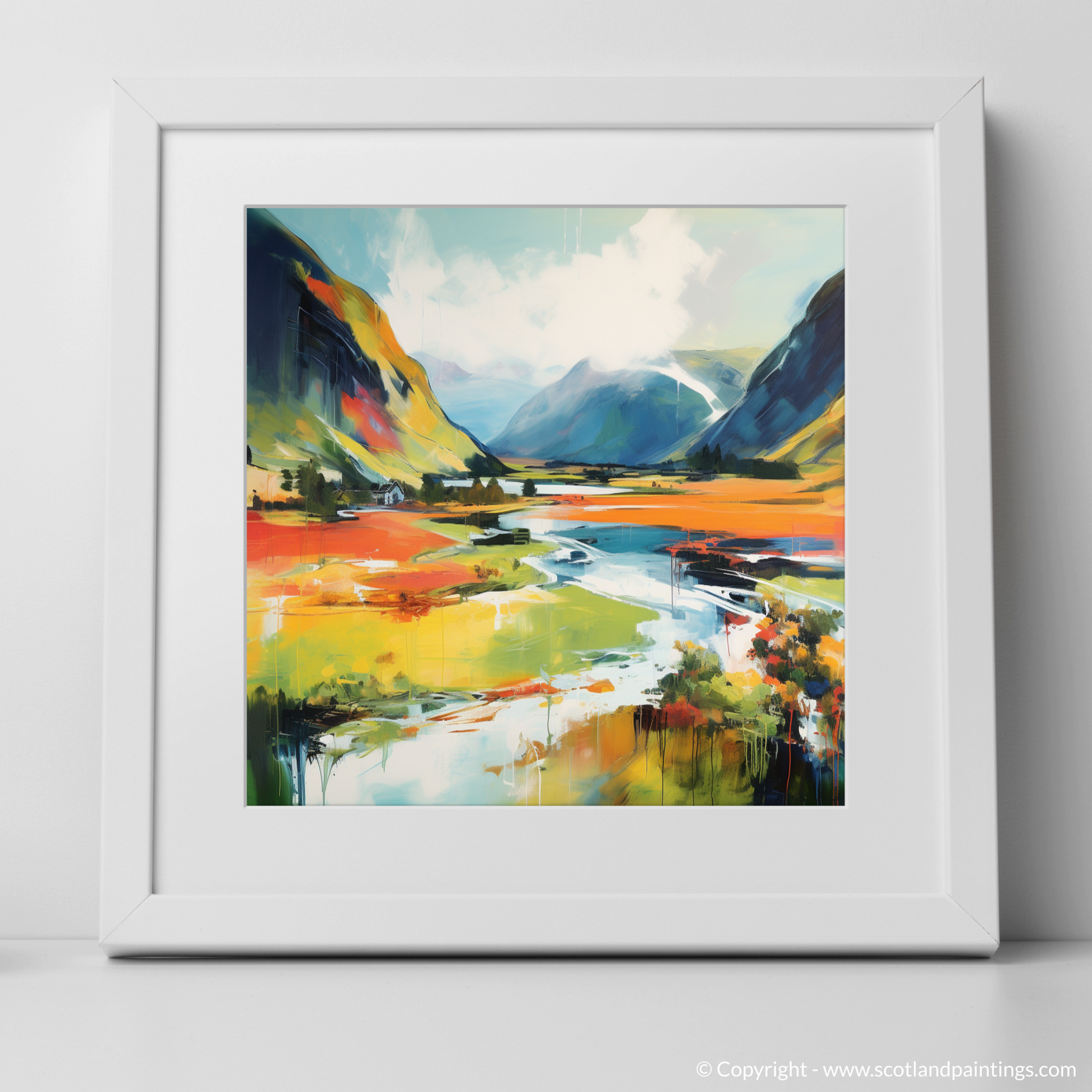 Art Print of Glenfinnan, Highlands in summer with a white frame