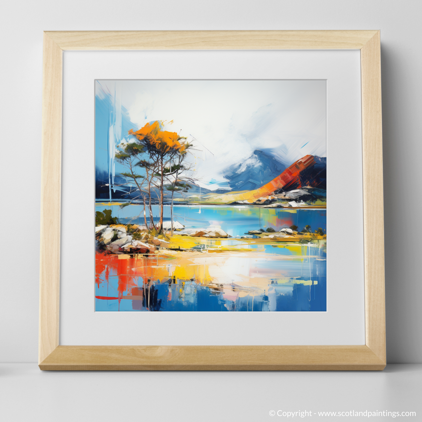 Art Print of Loch Maree, Wester Ross in summer with a natural frame