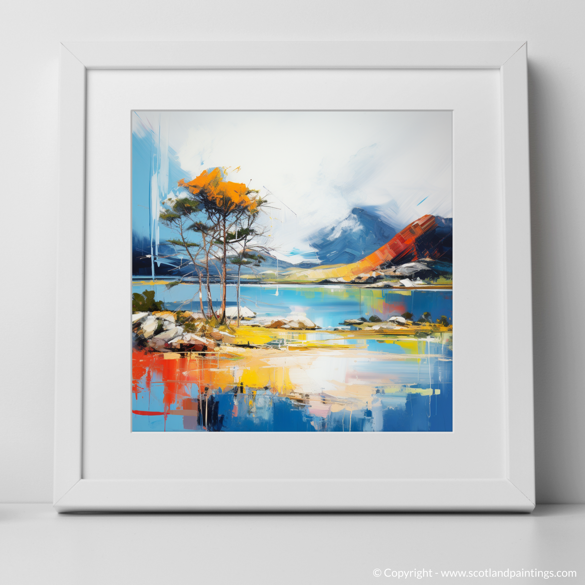 Art Print of Loch Maree, Wester Ross in summer with a white frame