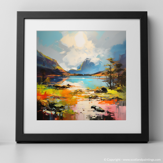 Art Print of Loch Maree, Wester Ross in summer with a black frame