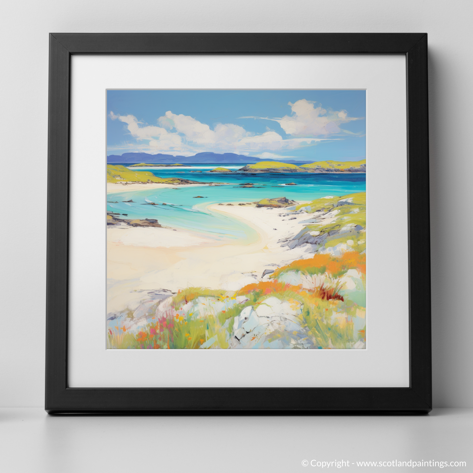 Art Print of Mellon Udrigle Beach, Wester Ross in summer with a black frame