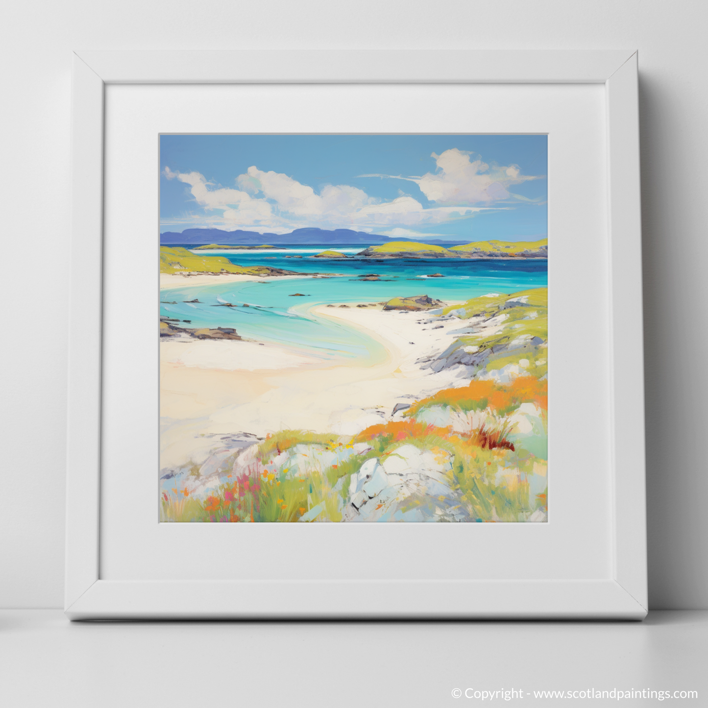 Art Print of Mellon Udrigle Beach, Wester Ross in summer with a white frame