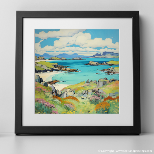 Art Print of Isle of Skyes smaller isles, Inner Hebrides in summer with a black frame