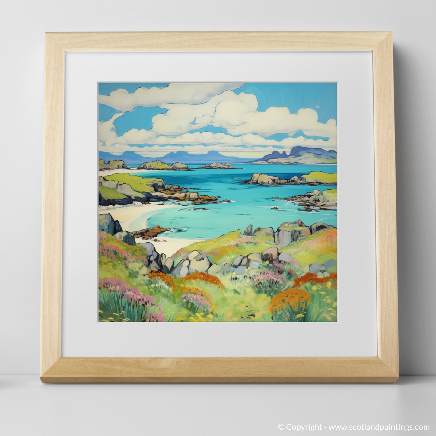 Art Print of Isle of Skyes smaller isles, Inner Hebrides in summer with a natural frame