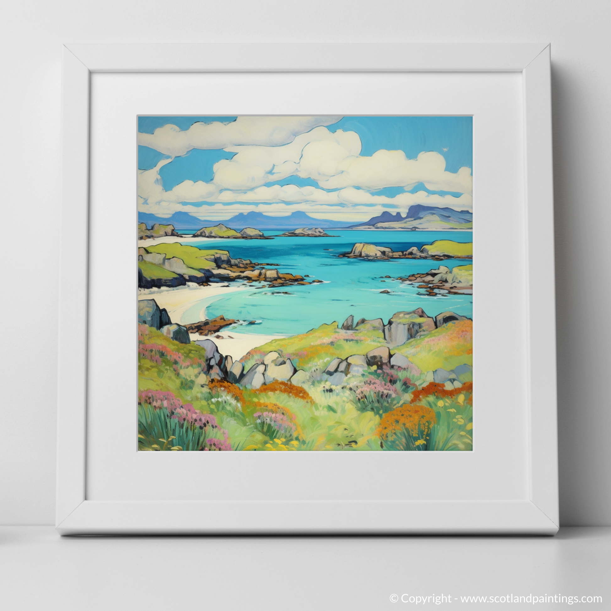 Art Print of Isle of Skyes smaller isles, Inner Hebrides in summer with a white frame