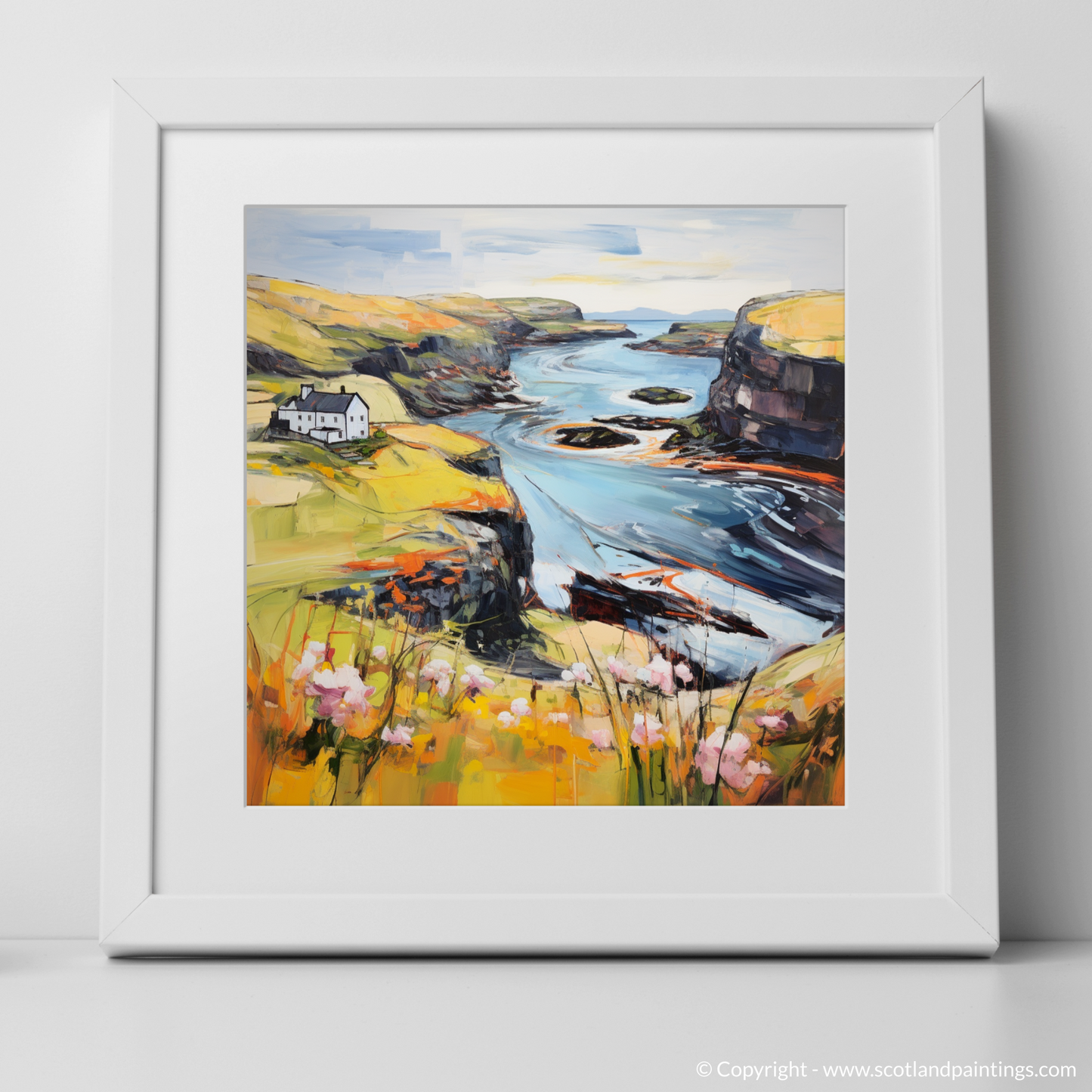 Art Print of Shetland, North of mainland Scotland in summer with a white frame