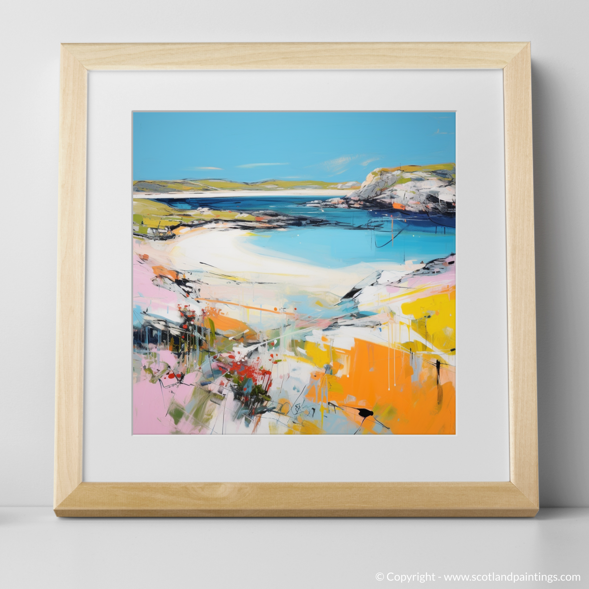 Art Print of Achmelvich Bay, Sutherland in summer with a natural frame