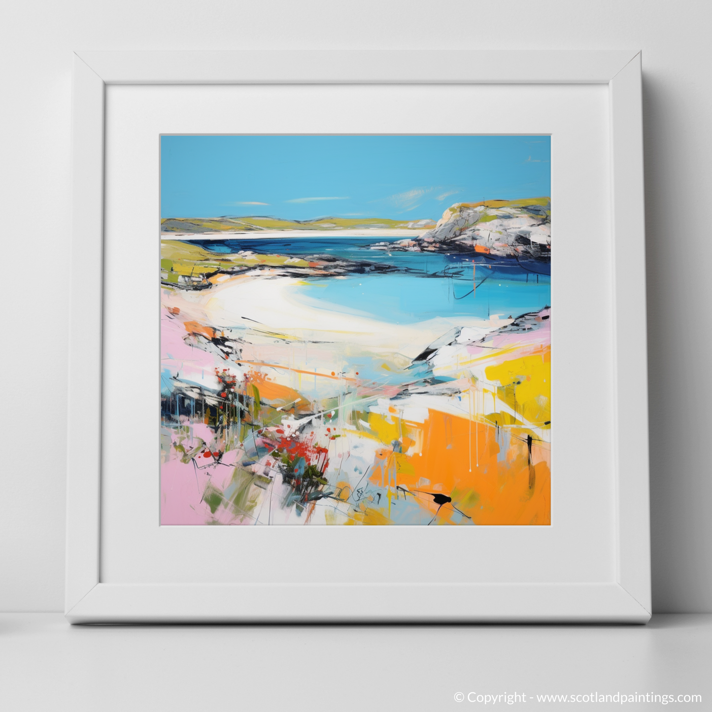 Art Print of Achmelvich Bay, Sutherland in summer with a white frame