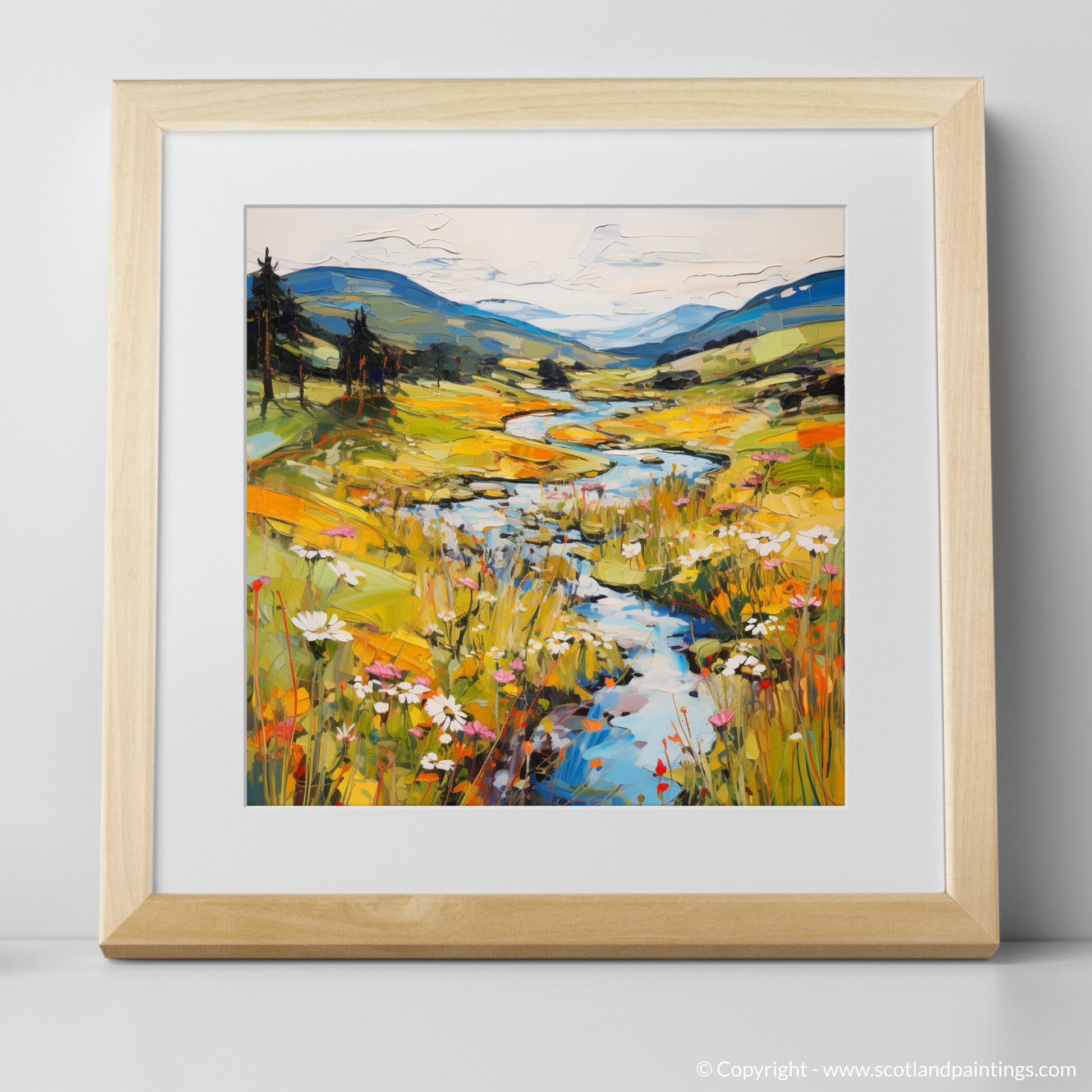 Art Print of Glen Rosa, Isle of Arran in summer with a natural frame
