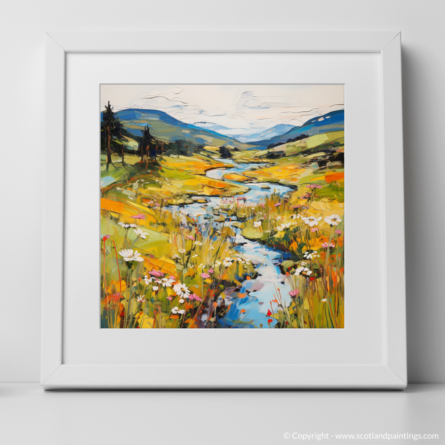 Art Print of Glen Rosa, Isle of Arran in summer with a white frame