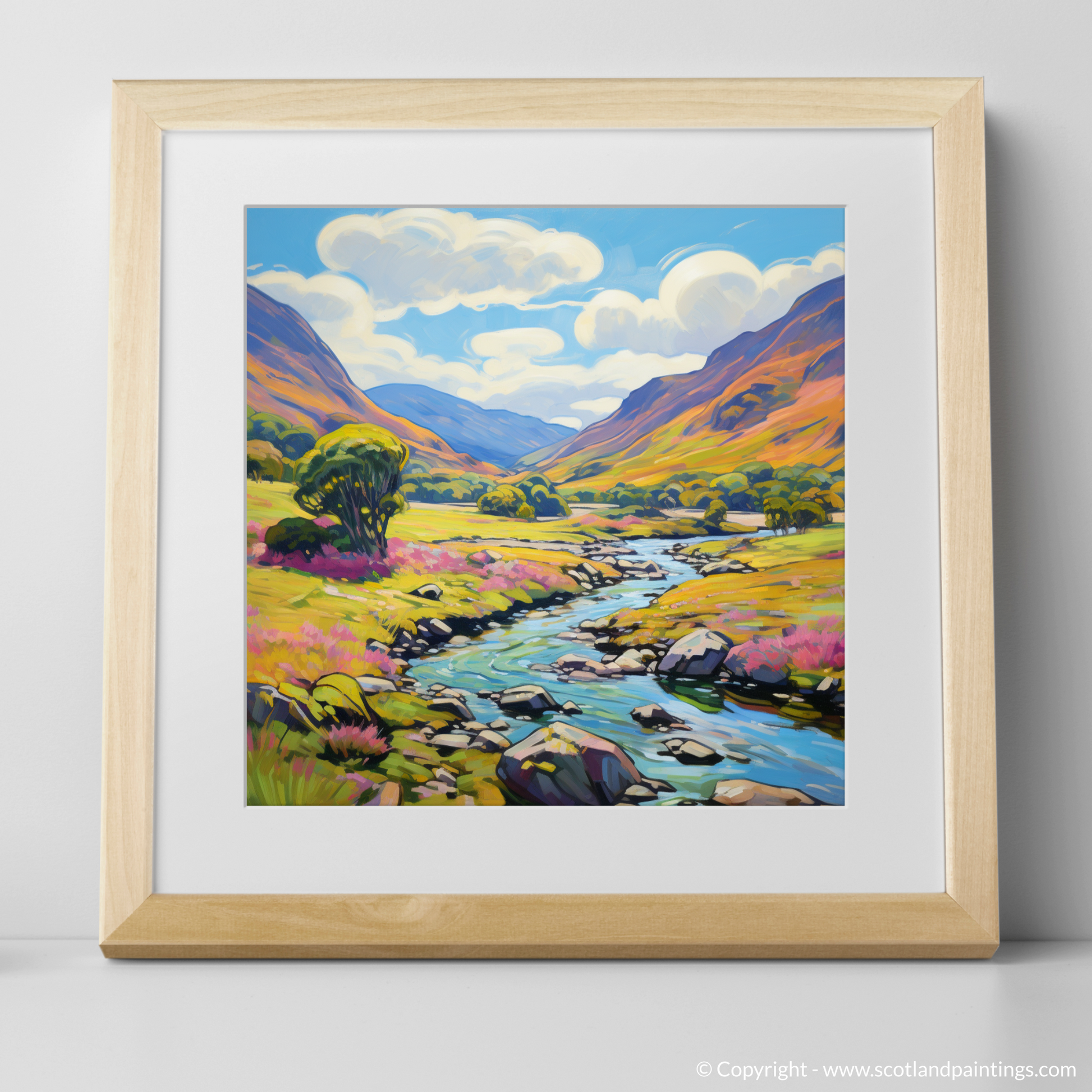 Art Print of Glen Feshie, Highlands in summer with a natural frame
