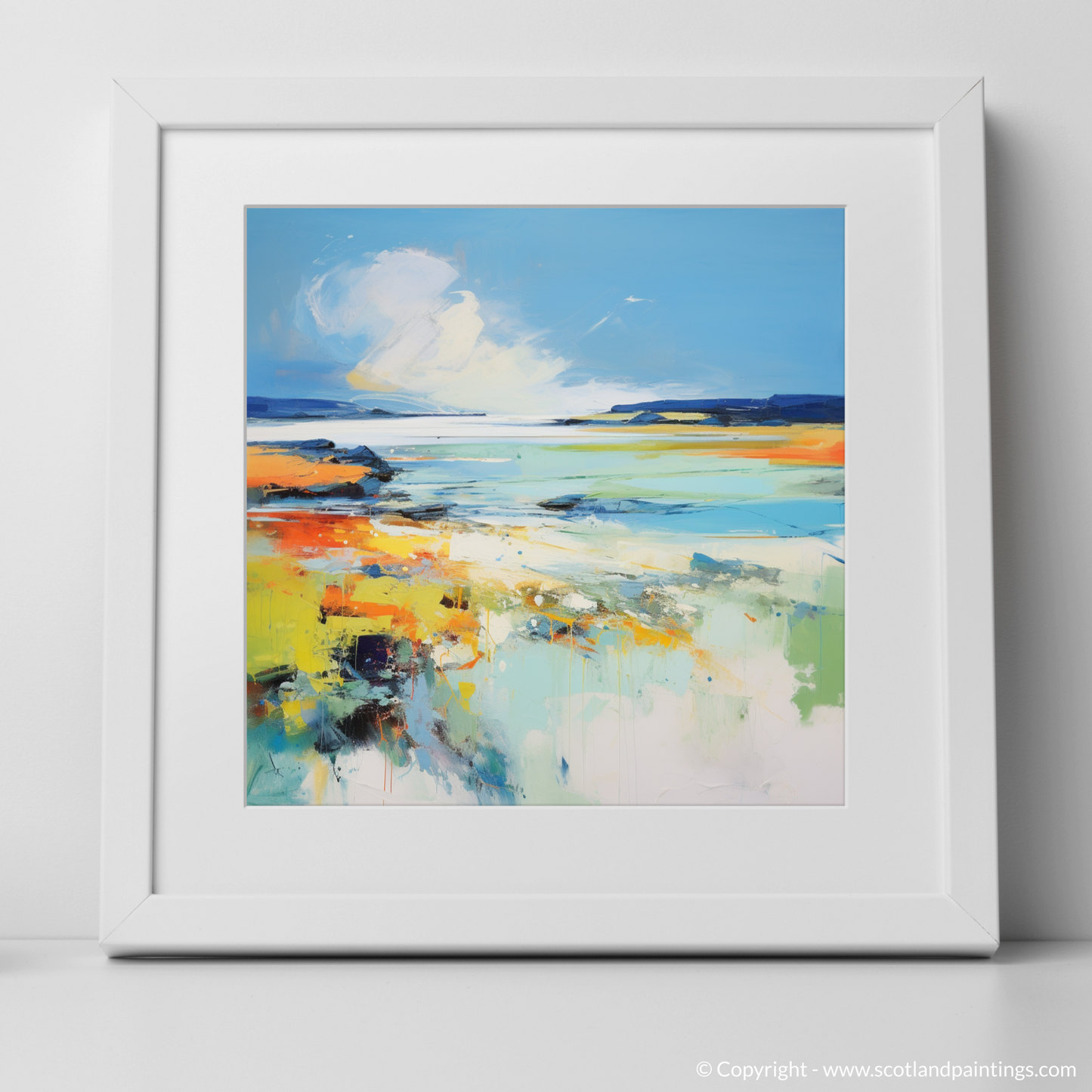 Art Print of Isle of Tiree, Inner Hebrides in summer with a white frame