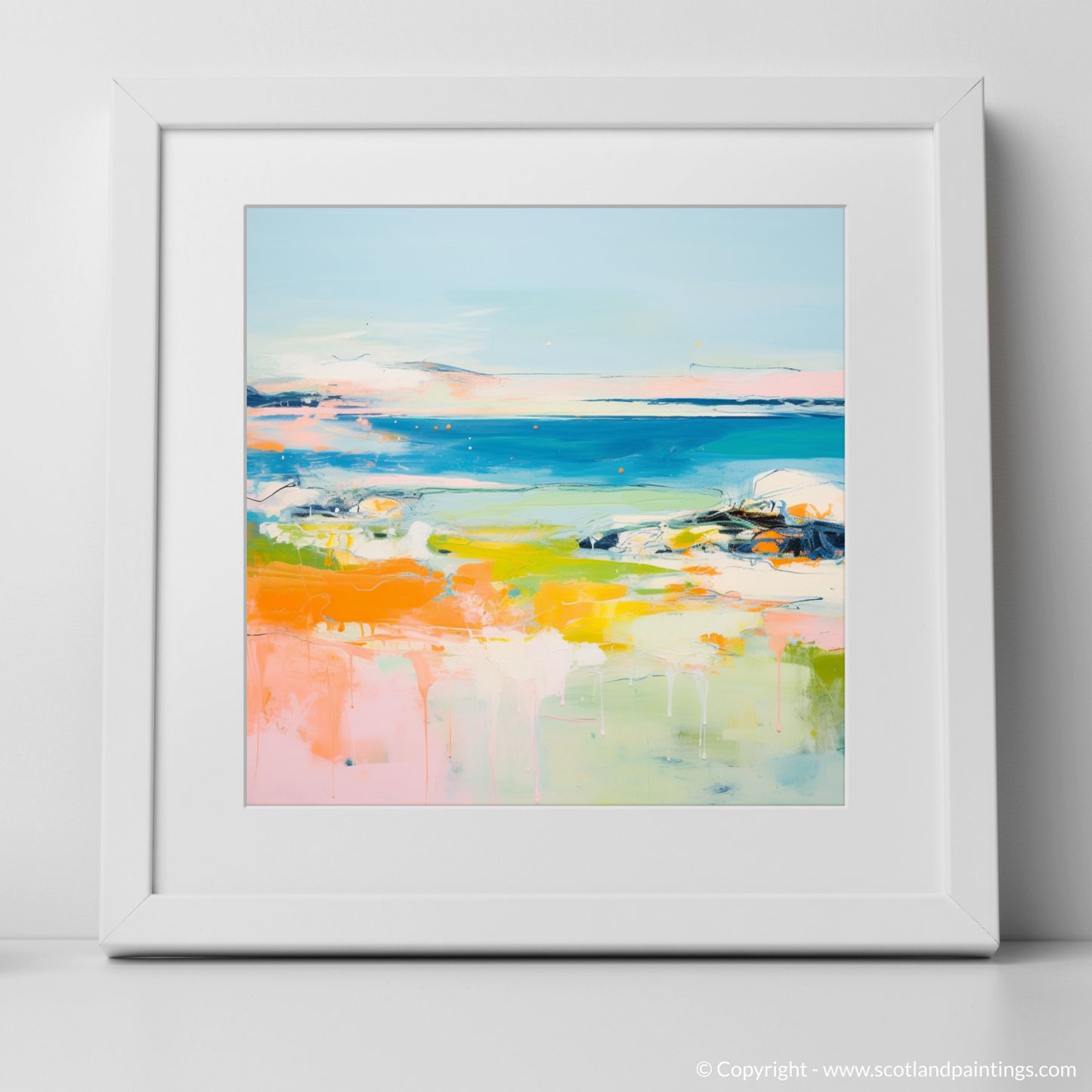 Art Print of Isle of Tiree, Inner Hebrides in summer with a white frame