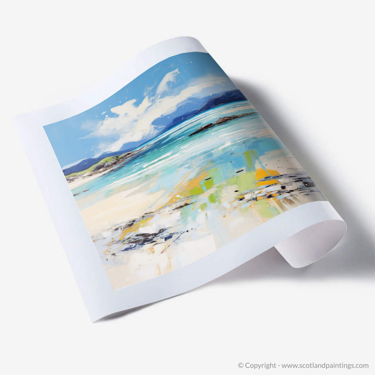 Painting and Art Print of Seilebost Beach, Isle of Harris in summer. Summer Serenade at Seilebost Beach.