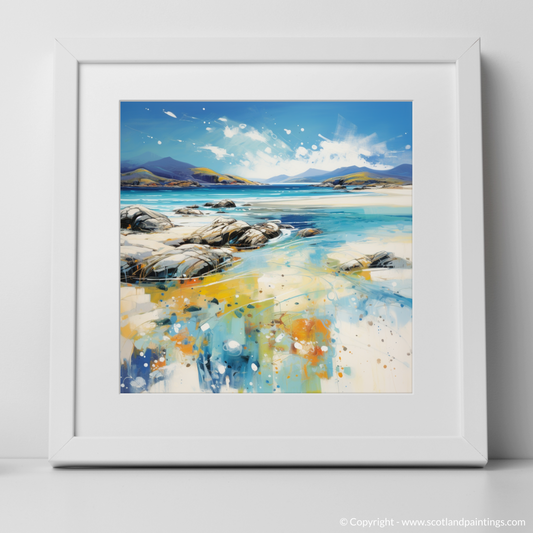 Painting and Art Print of Seilebost Beach, Isle of Harris in summer. Abstract Seaside Summer on Seilebost Beach.