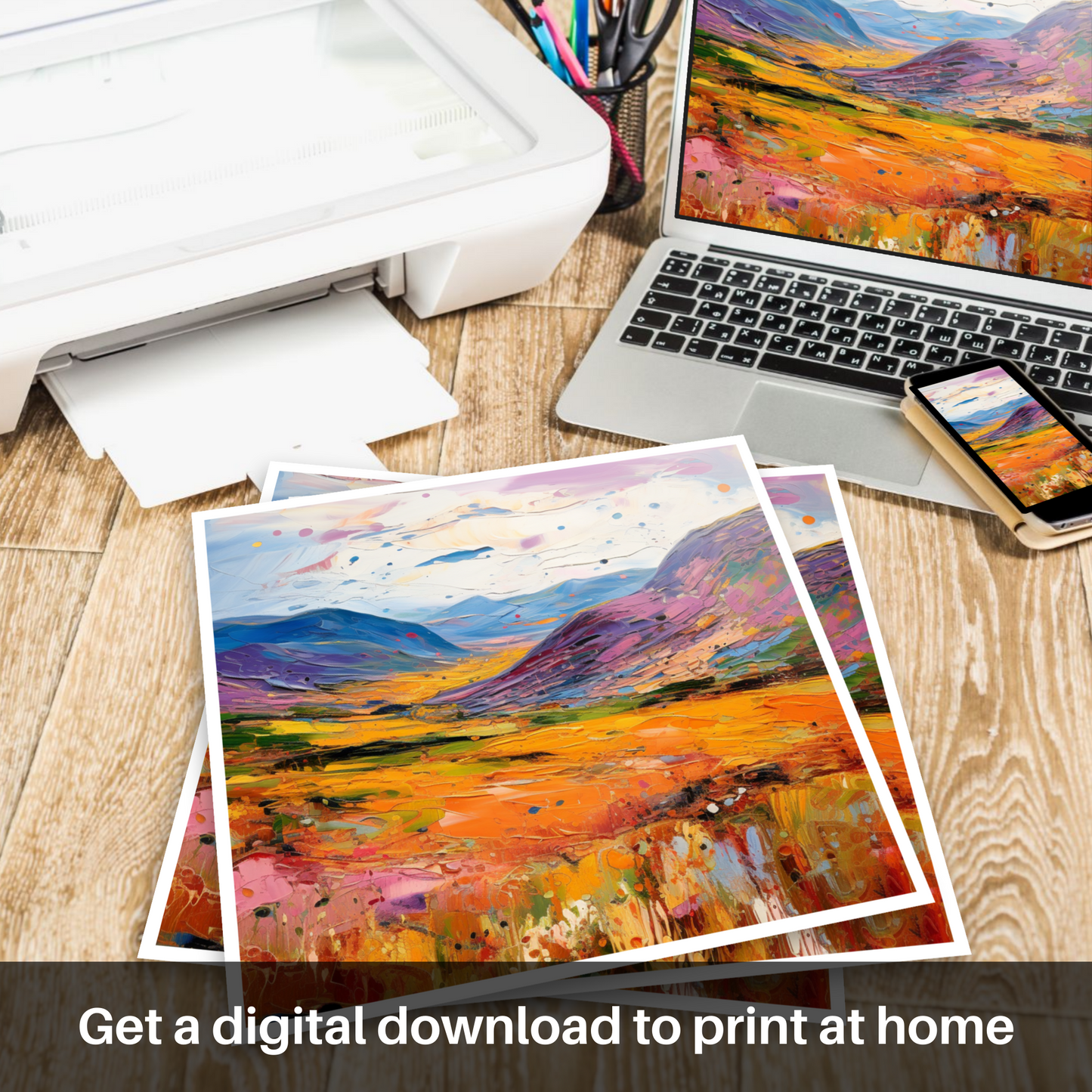 Downloadable and printable picture of Glen Roy, Highlands in summer